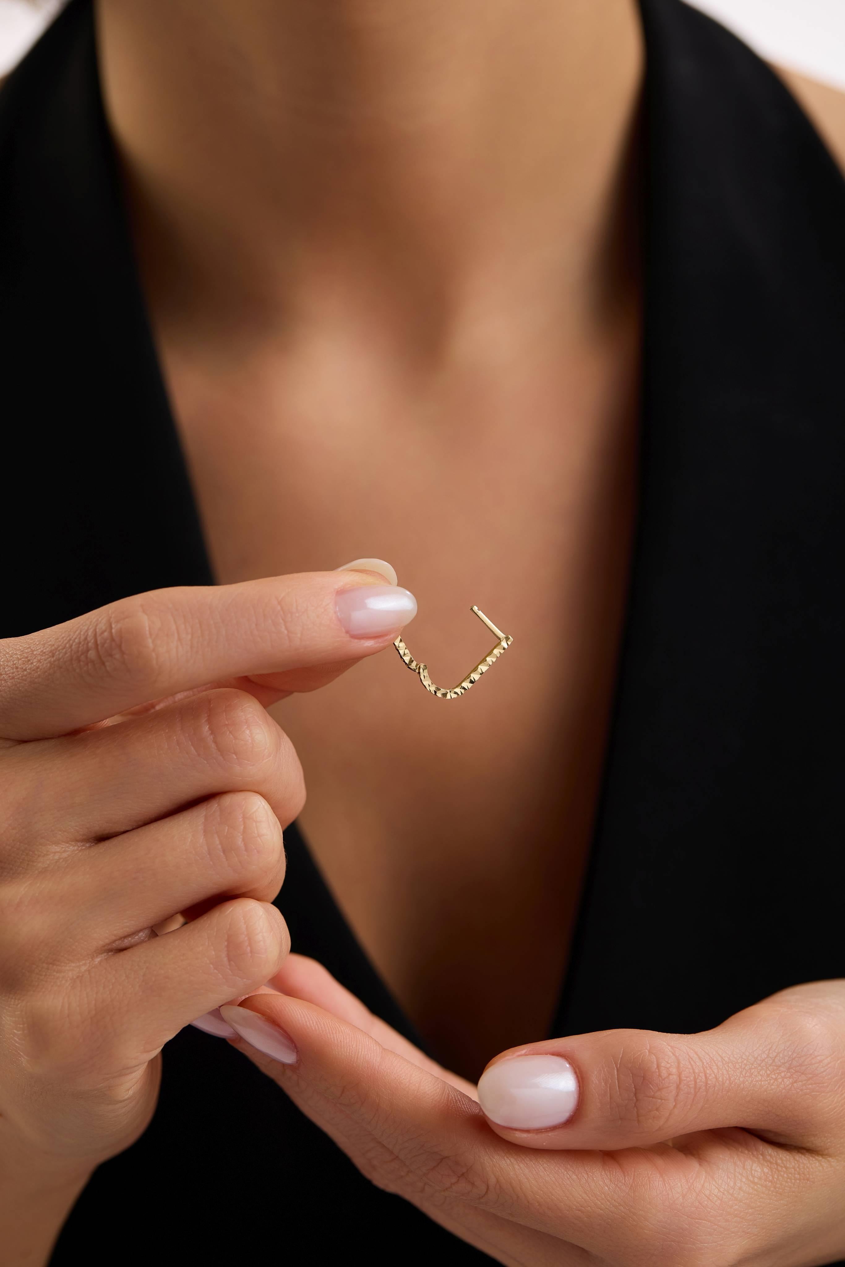 14 Ayar Kalemli Halka Altın Küpe