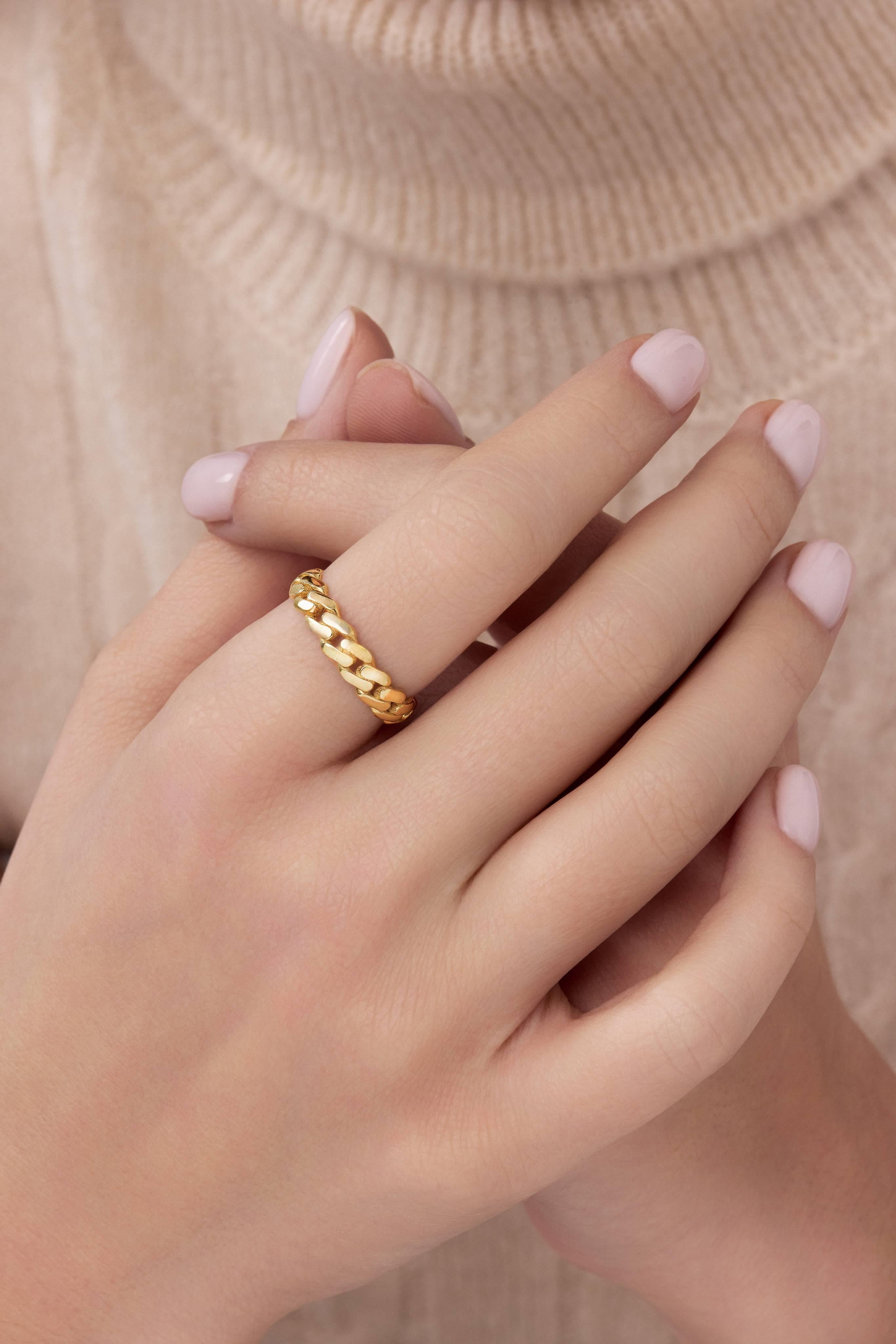 14 Ayar Kalın Zincir Altın Yüzük