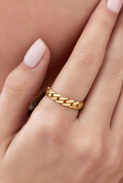 14 Ayar Kalın Zincir Altın Yüzük