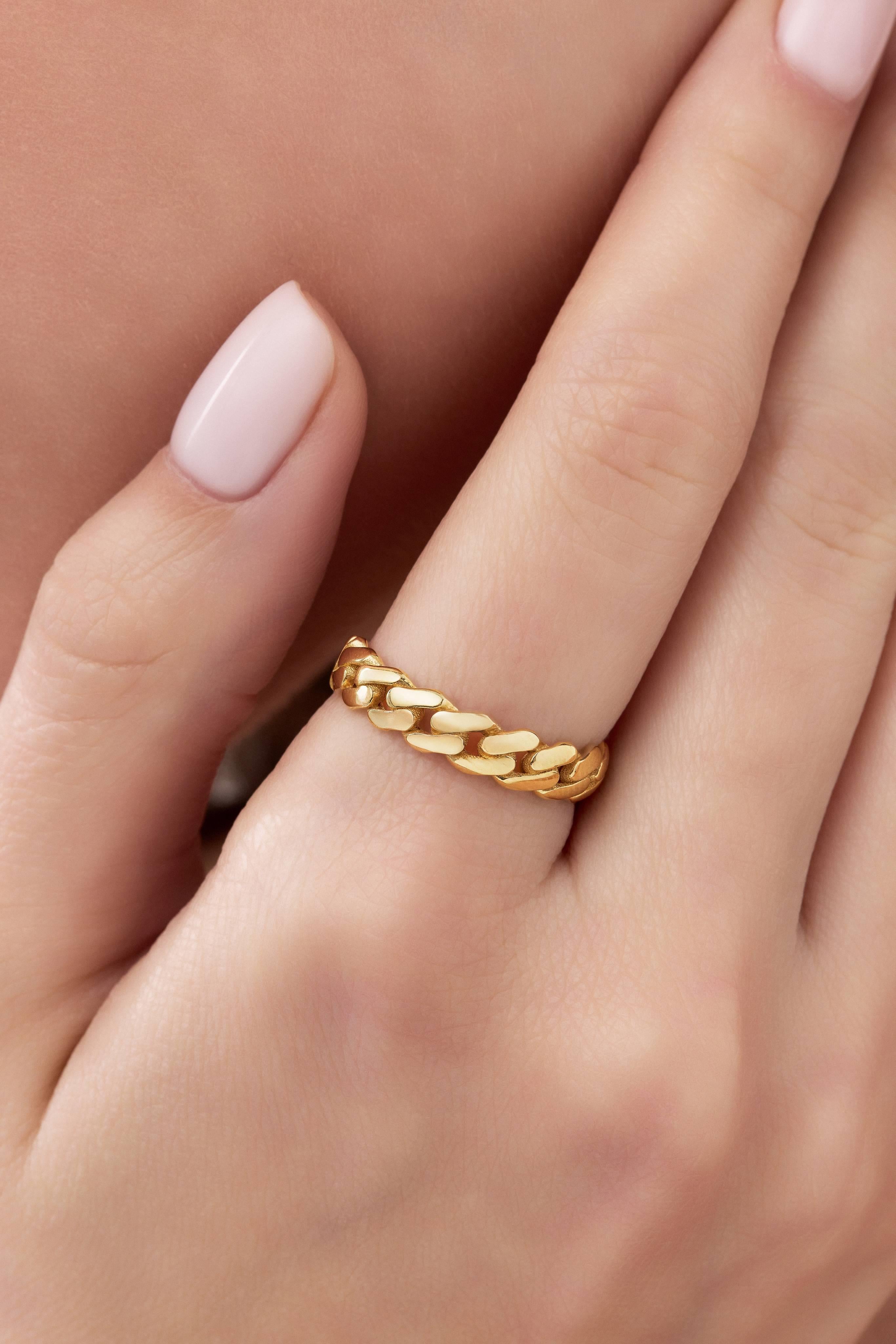 14 Ayar Kalın Zincir Altın Yüzük