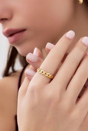 14 Ayar Kalın Zincir Altın Yüzük