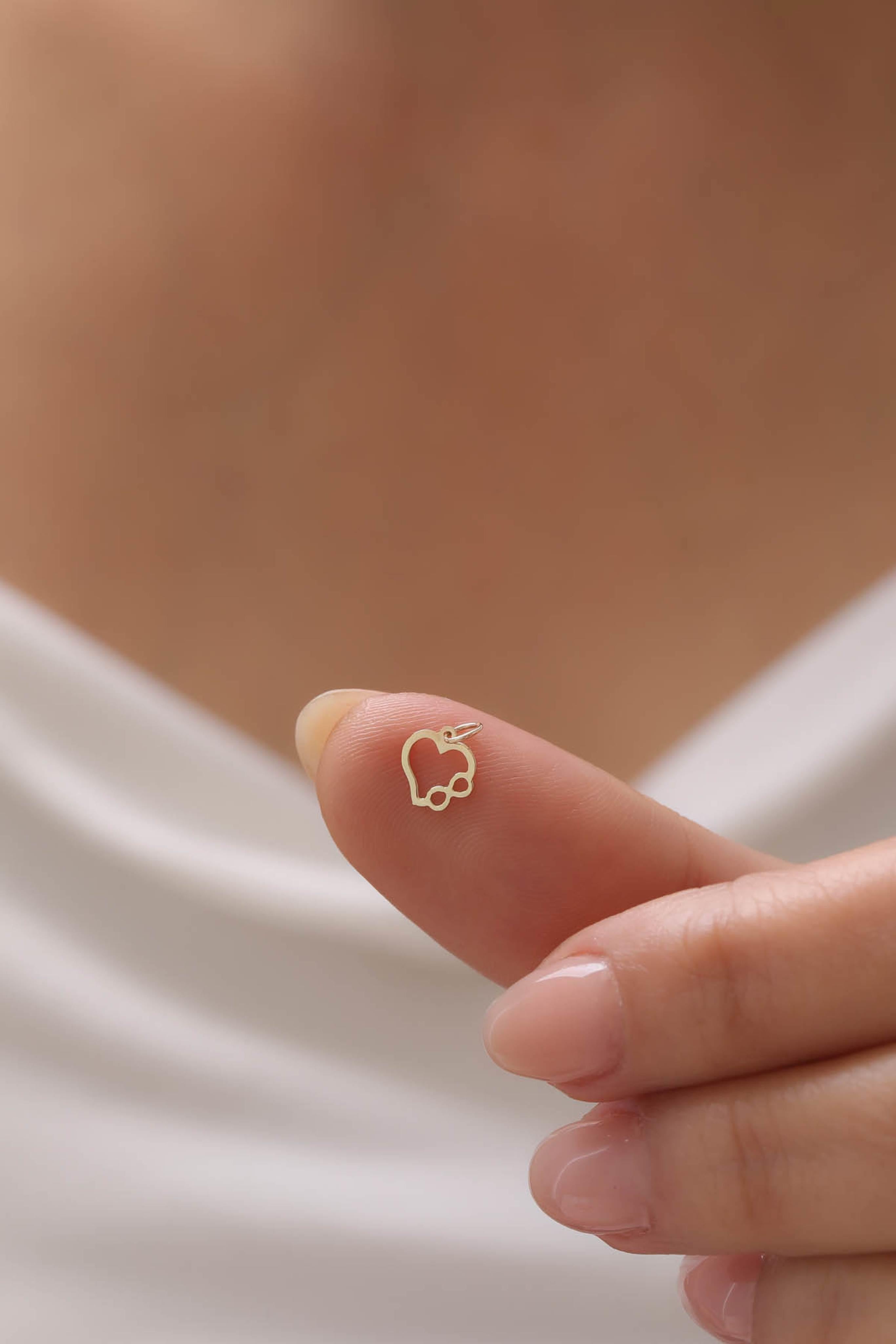 14 Ayar Kalp ve Sonsuzluk Altın Kolye Ucu