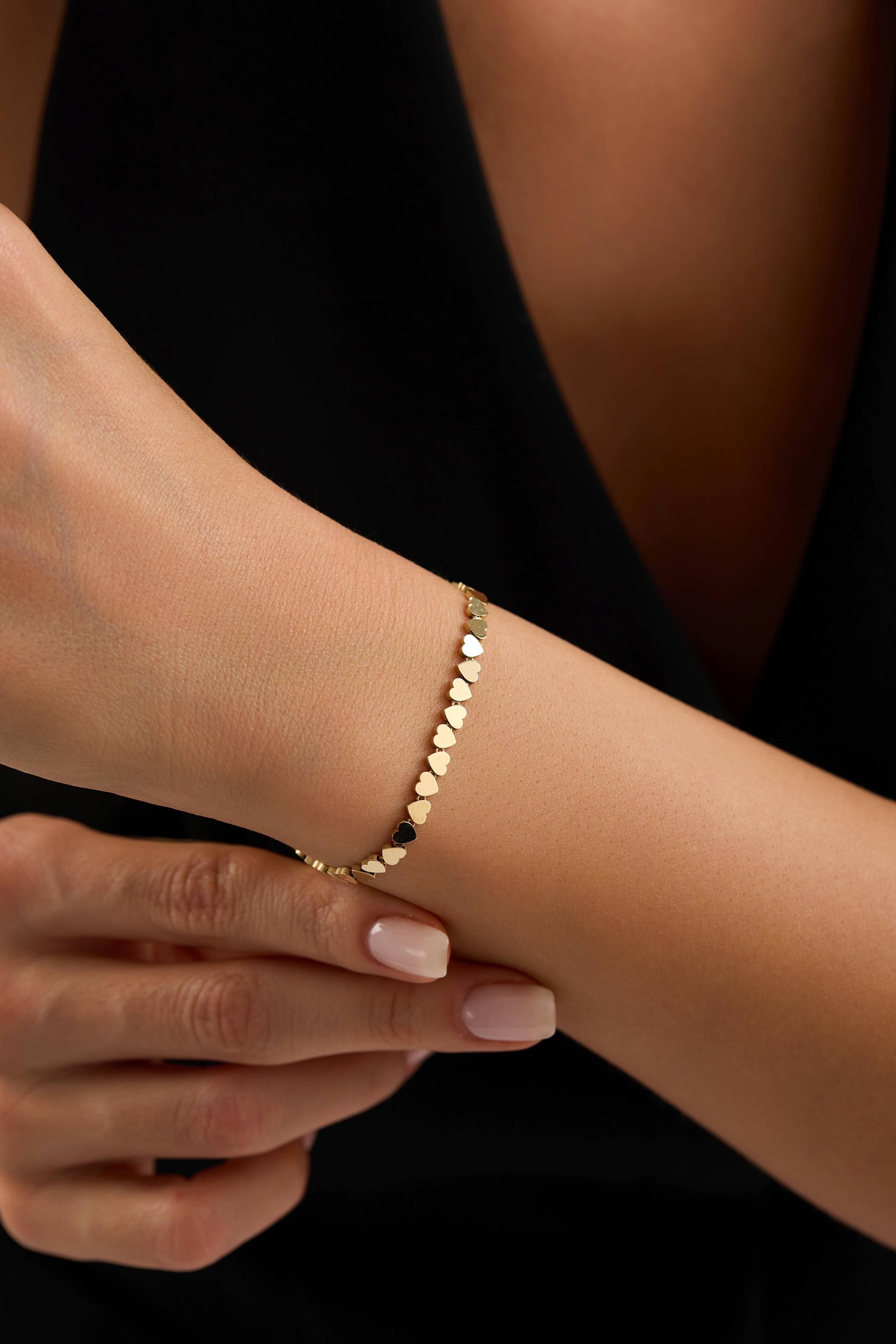 14 Ayar Kalp Zincir Altın Bileklik