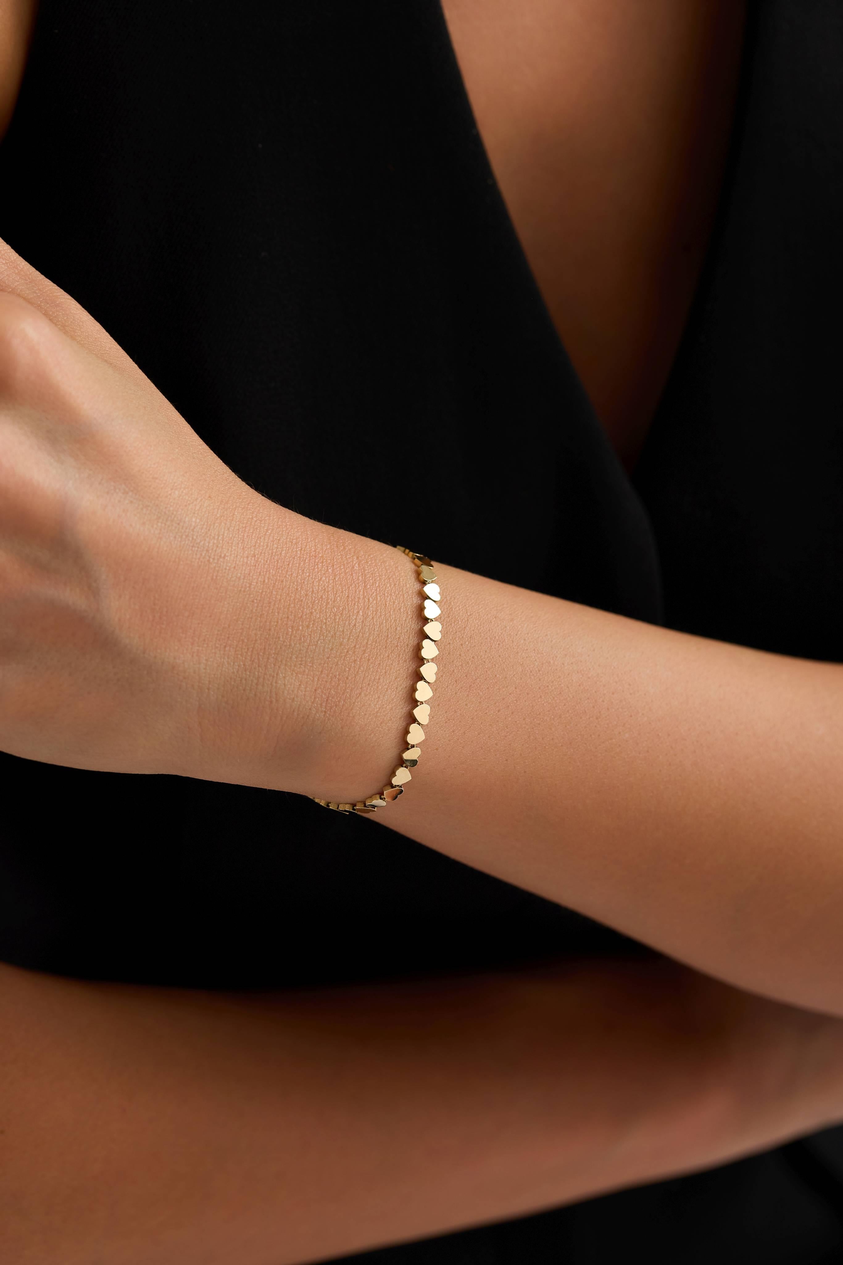 14 Ayar Kalp Zincir Altın Bileklik