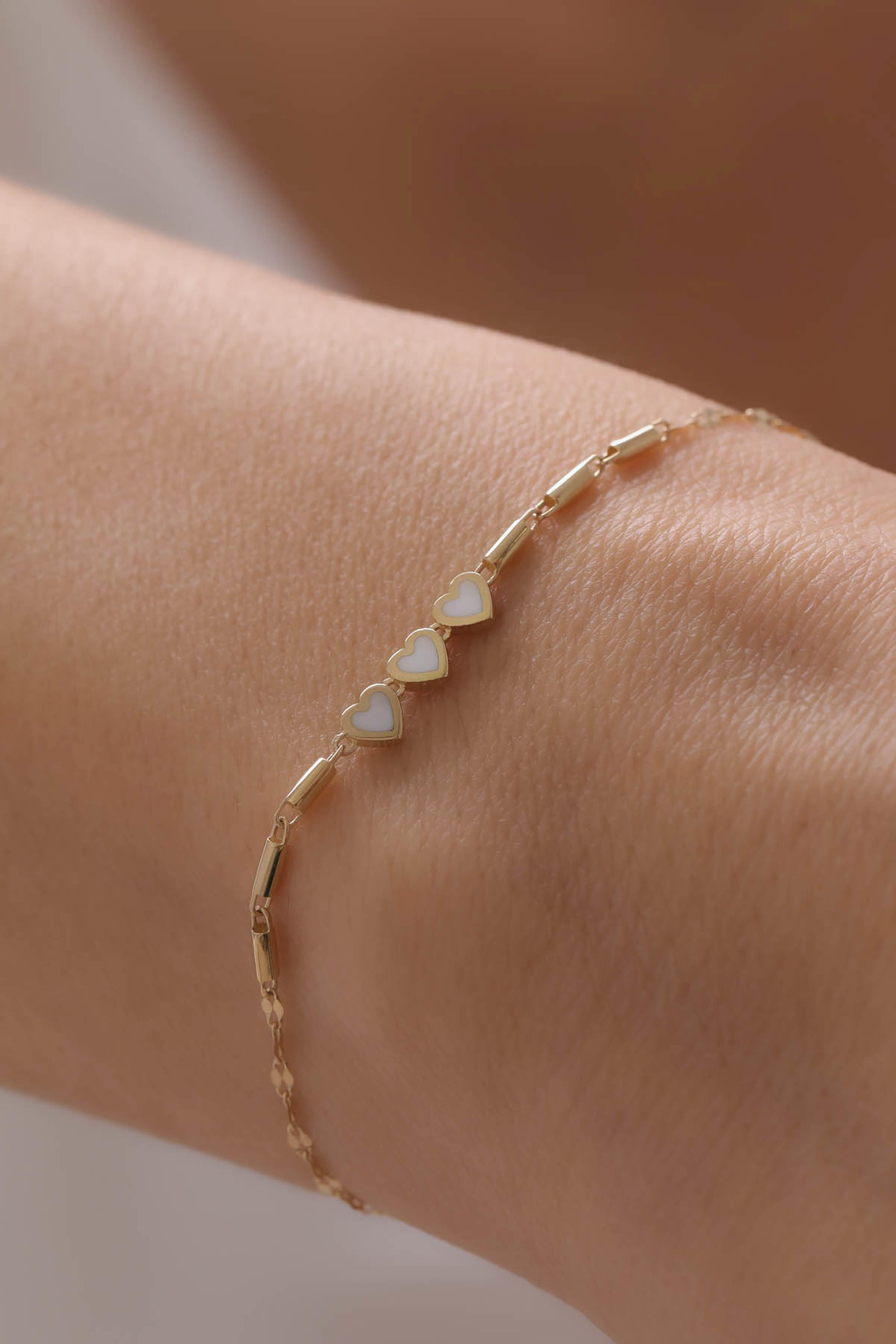 14 Ayar Kalpli Lacivert Beyaz Altın Bileklik