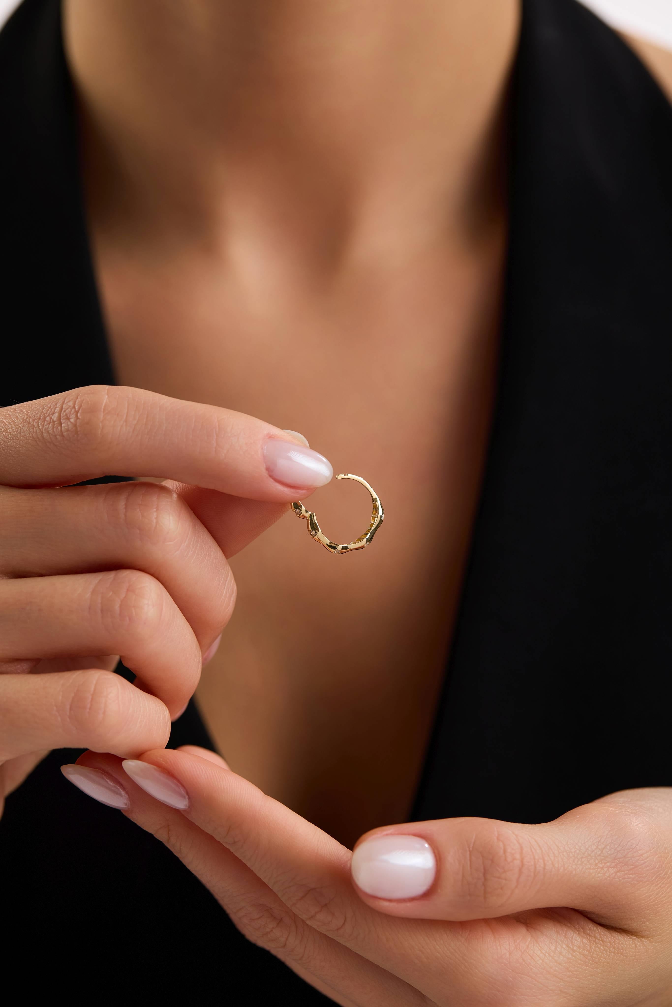 14 Ayar Kemik Halka Altın Küpe