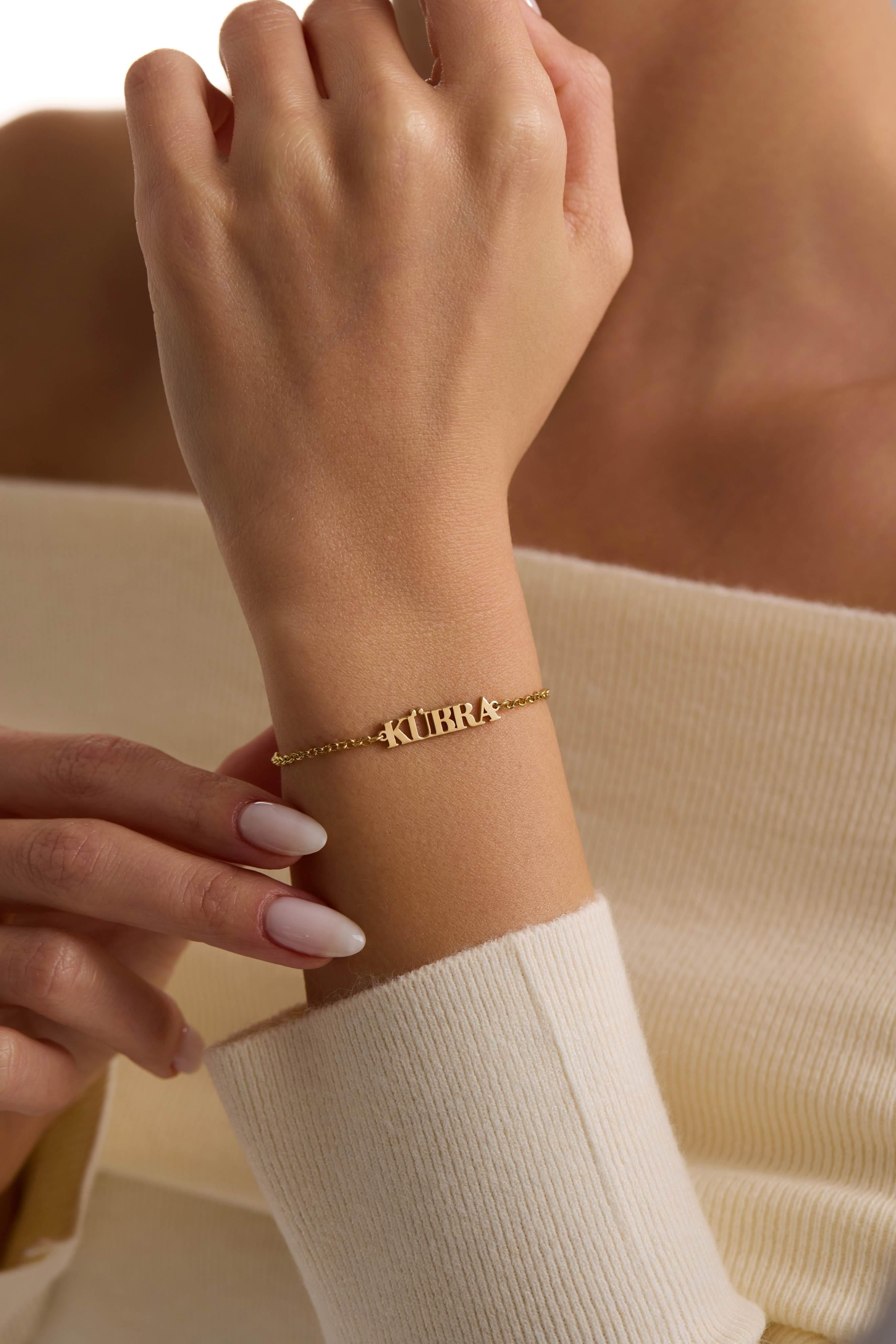 14 Ayar Kişiselleştirilebilir İsim Plaka Altın Kolye