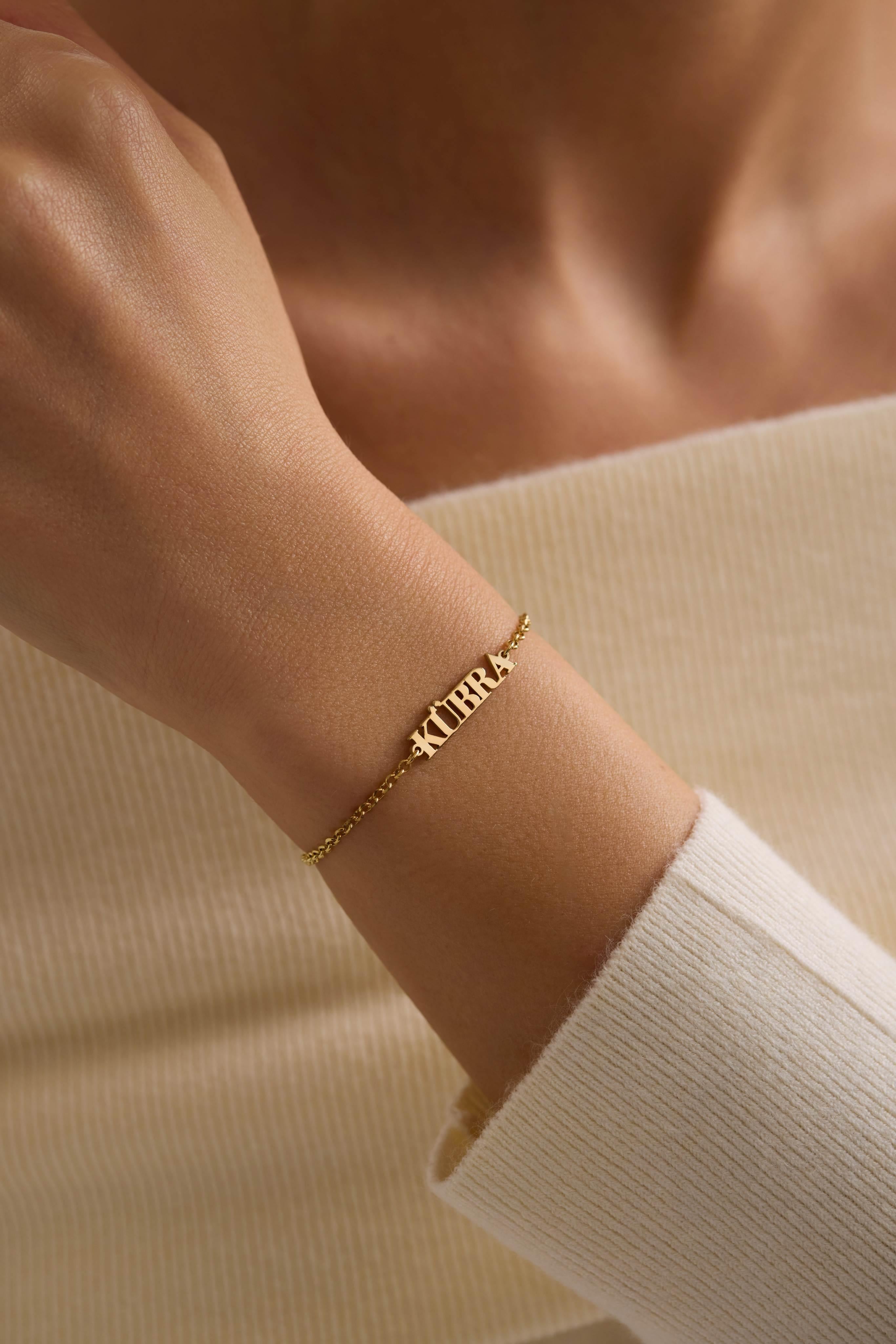 14 Ayar Kişiselleştirilebilir İsim Plaka Altın Kolye