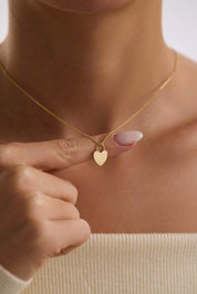 14 Ayar Kişiselleştirilebilir Kalp Plaka Altın Kolye