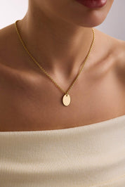 14 Ayar Kişiselleştirilebilir Oval Plaka Altın Kolye