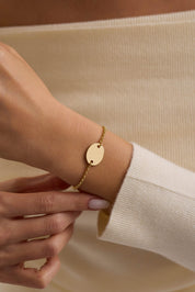 14 Ayar Kişiselleştirilebilir Oval Plaka Altın Kolye