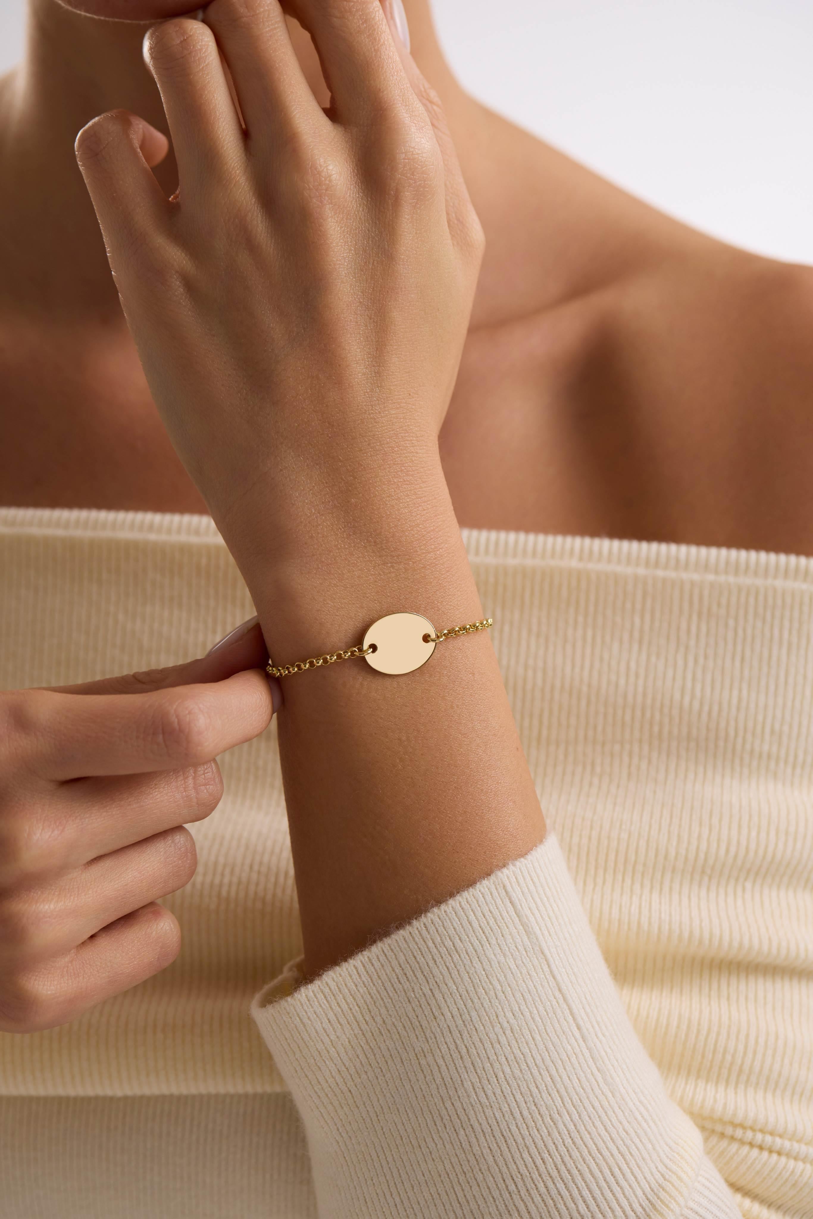 14 Ayar Kişiselleştirilebilir Oval Plaka Altın Kolye