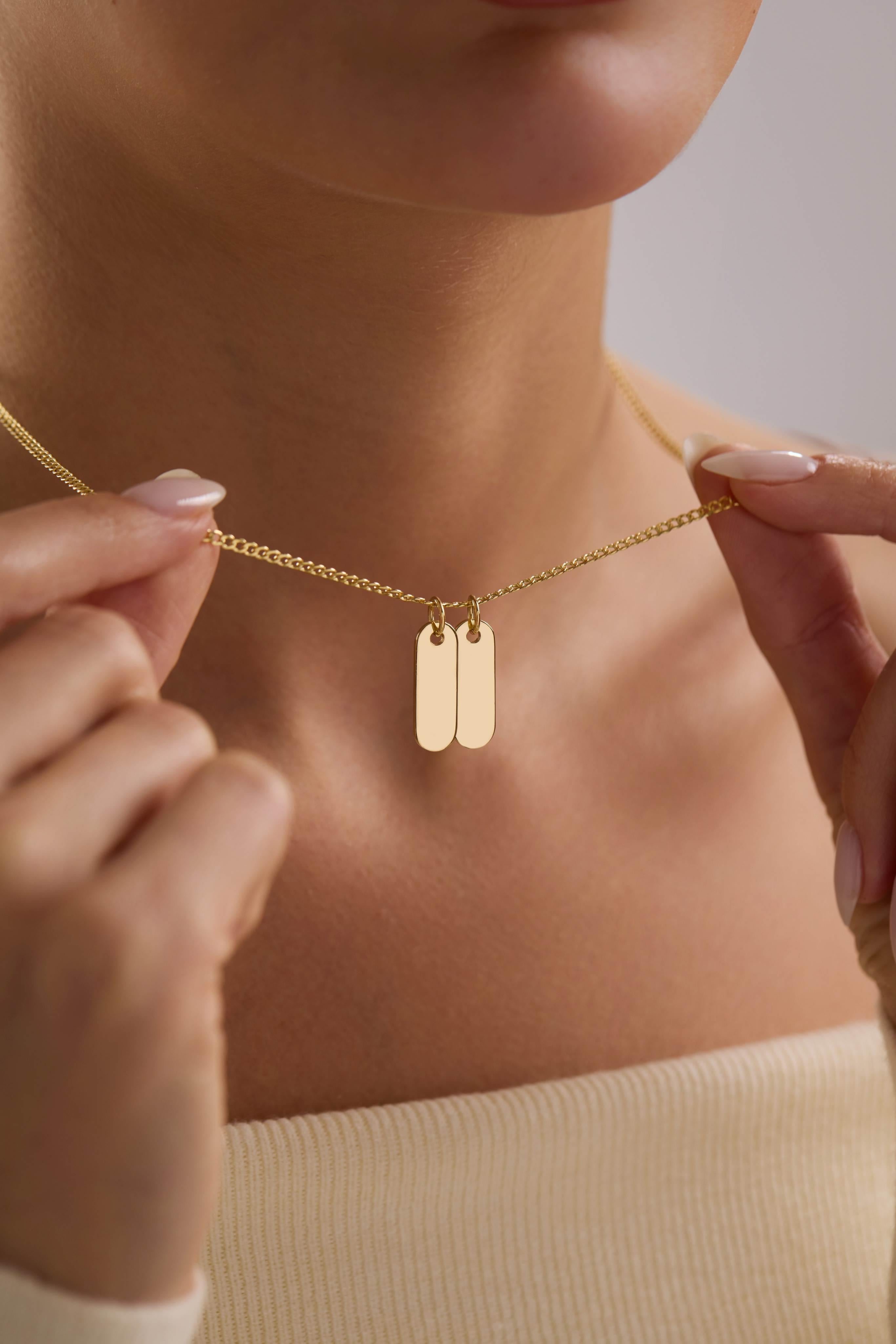 14 Ayar Kişiselleştirilebilir Plaka Altın Kolye