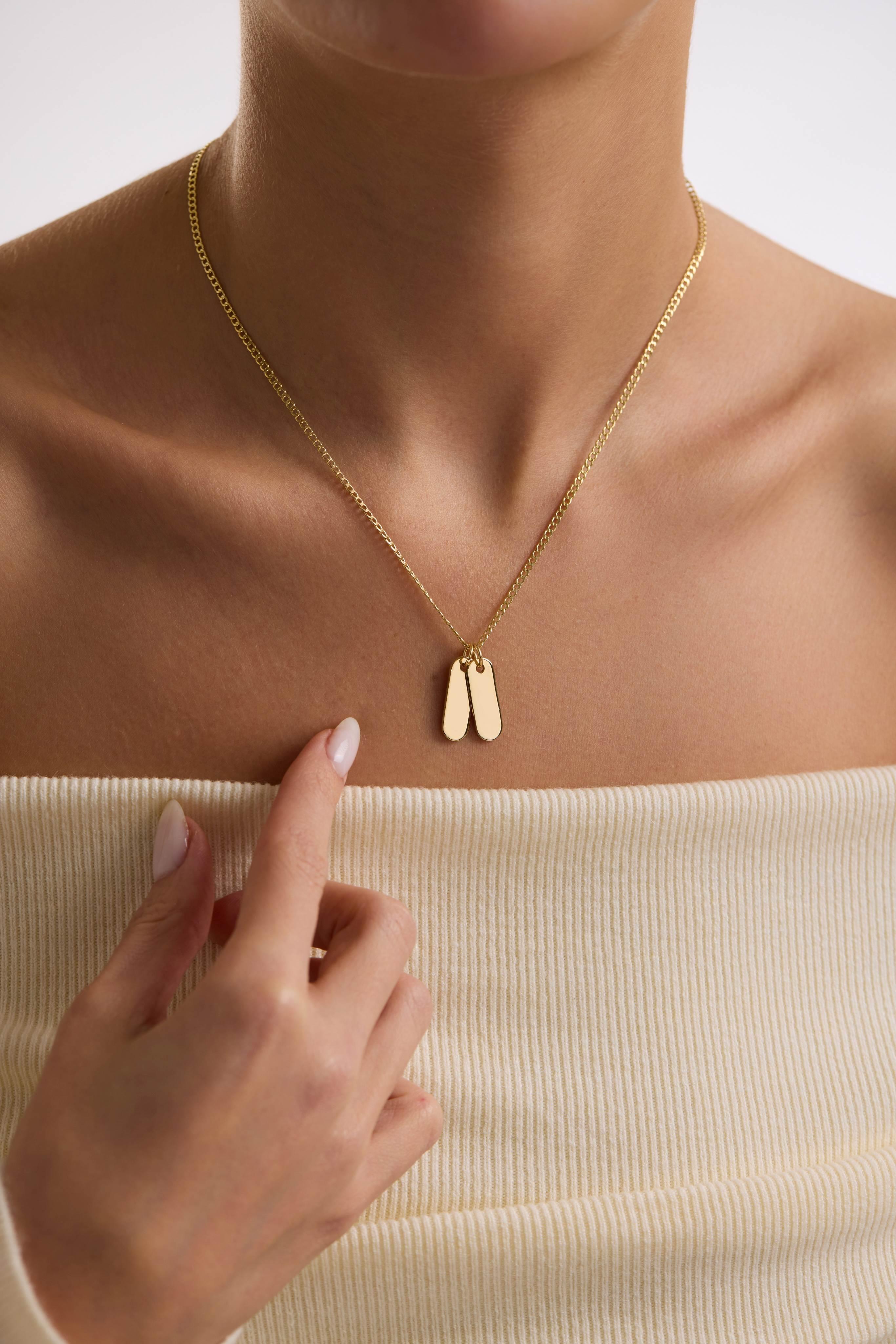 14 Ayar Kişiselleştirilebilir Plaka Altın Kolye