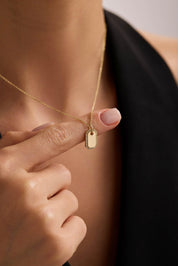 14 Ayar Kişiselleştirilebilir Plaka Altın Kolye