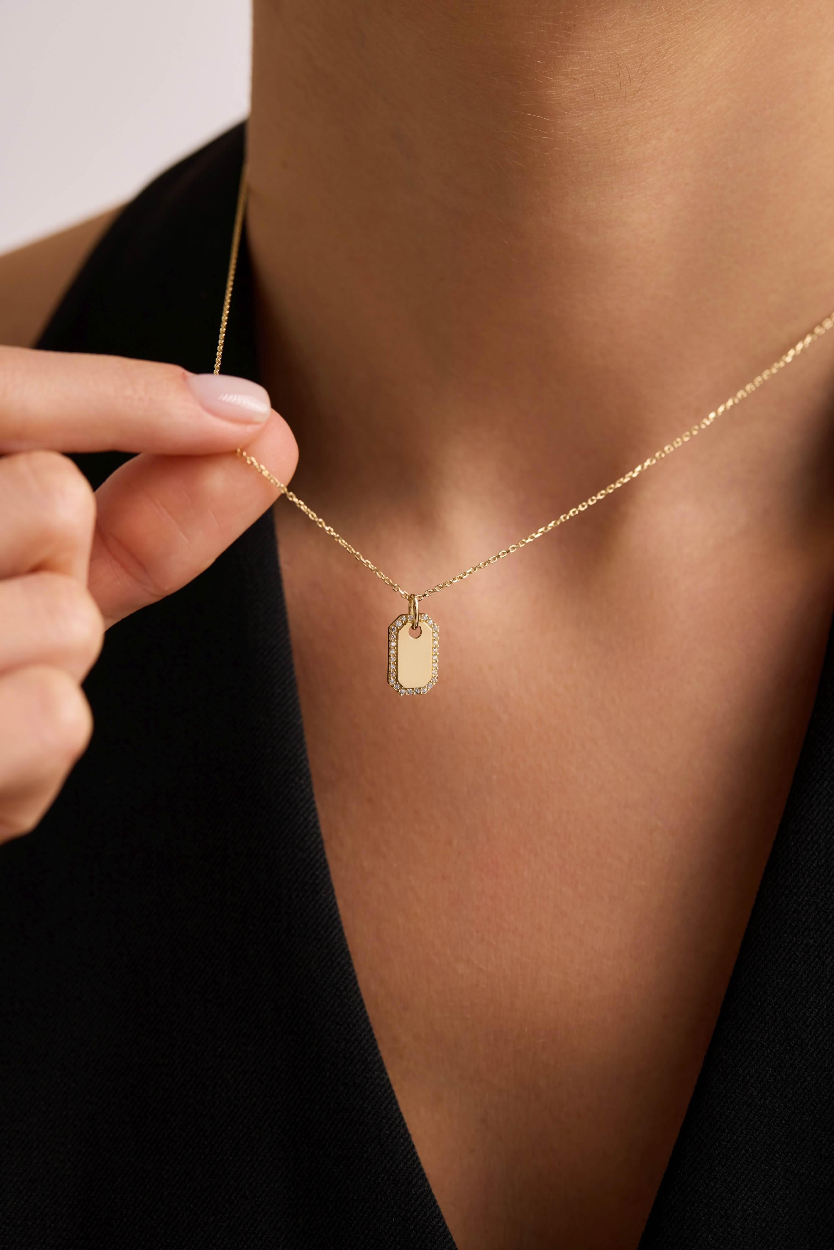 14 Ayar Kişiselleştirilebilir Plaka Altın Kolye