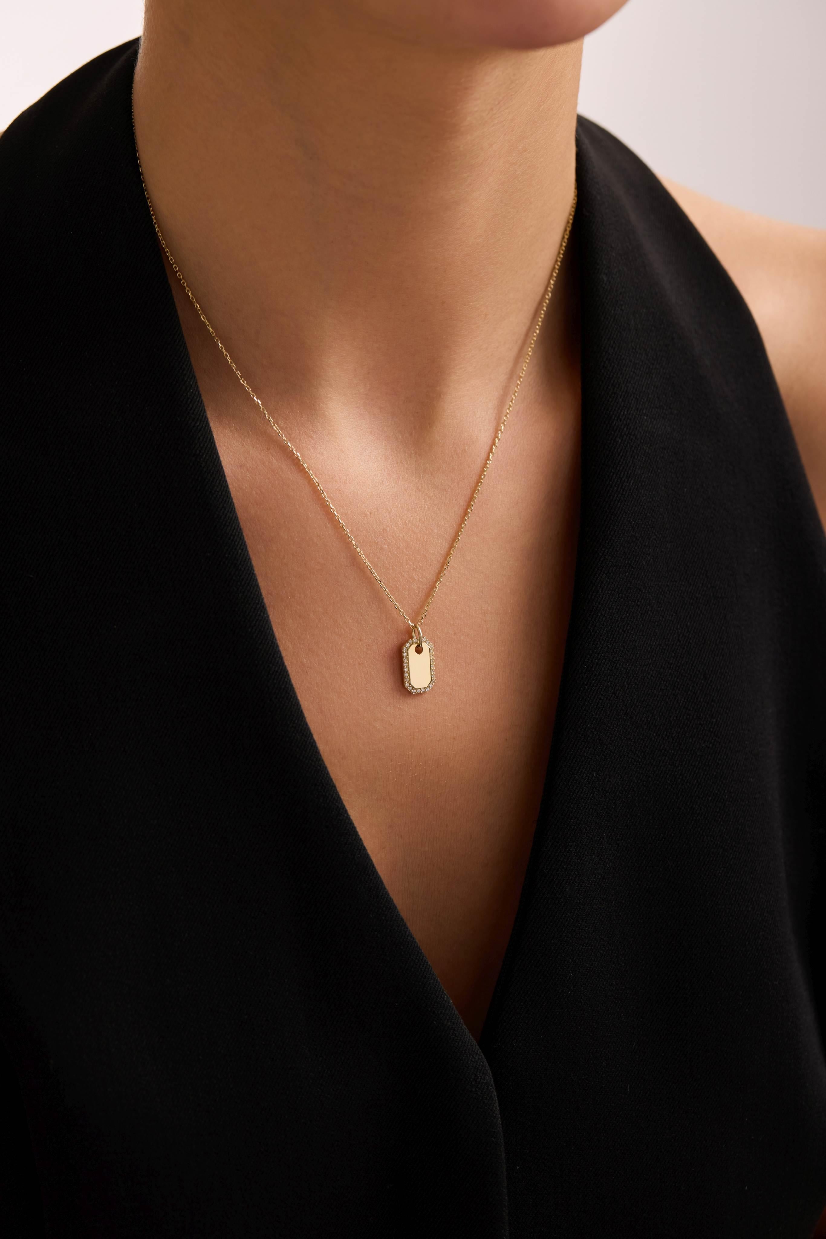 14 Ayar Kişiselleştirilebilir Plaka Altın Kolye