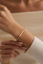 14 Ayar Kişiselleştirilebilir Yatay Plaka Altın Kolye