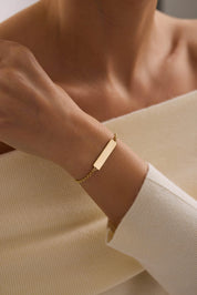 14 Ayar Kişiselleştirilebilir Yatay Plaka Altın Kolye