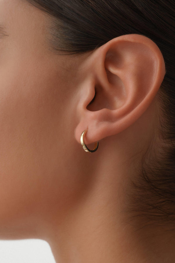 14 Ayar Köşeli Altın Halka Küpe