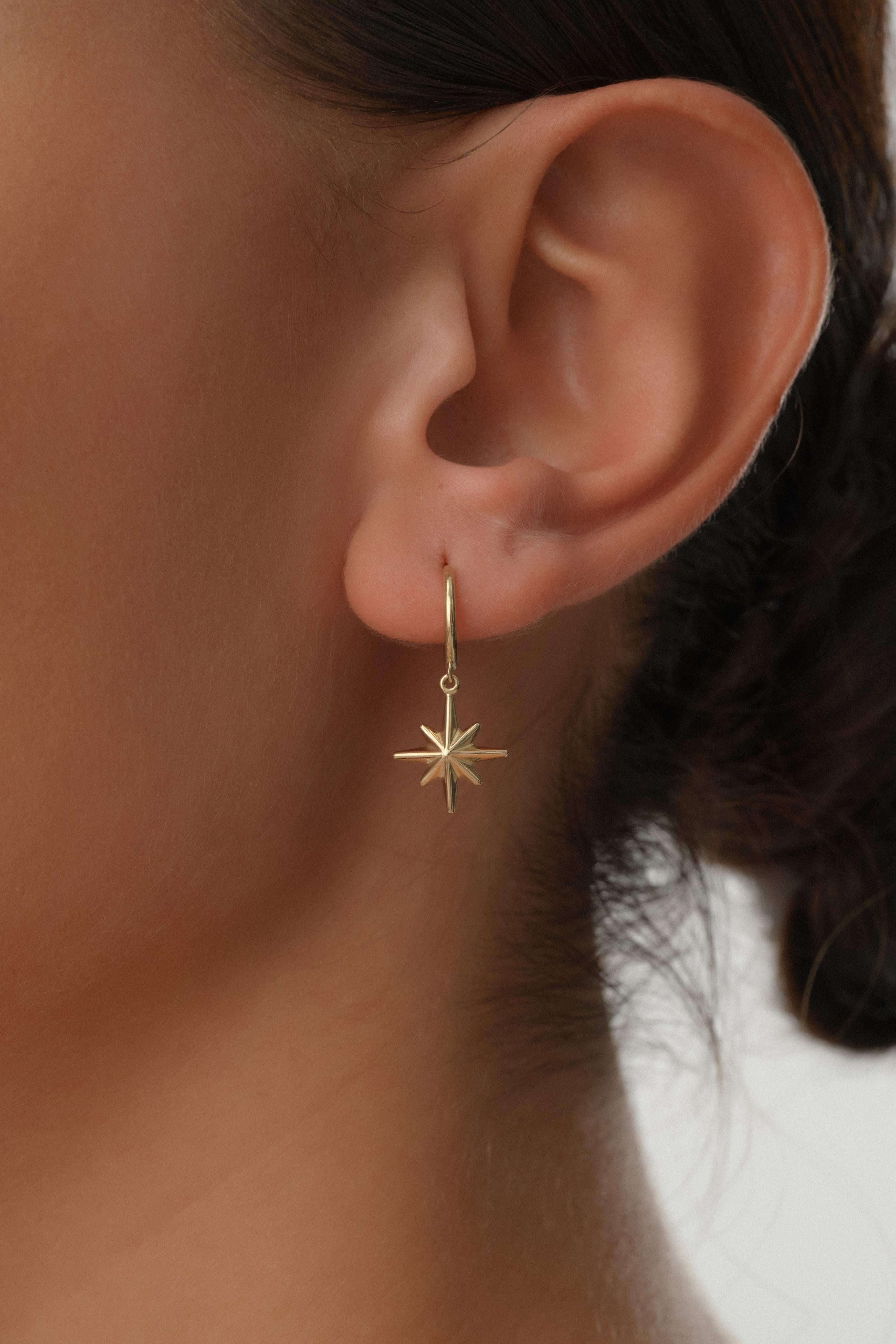 14 Ayar Kutup Yıldızı Altın Halka Küpe