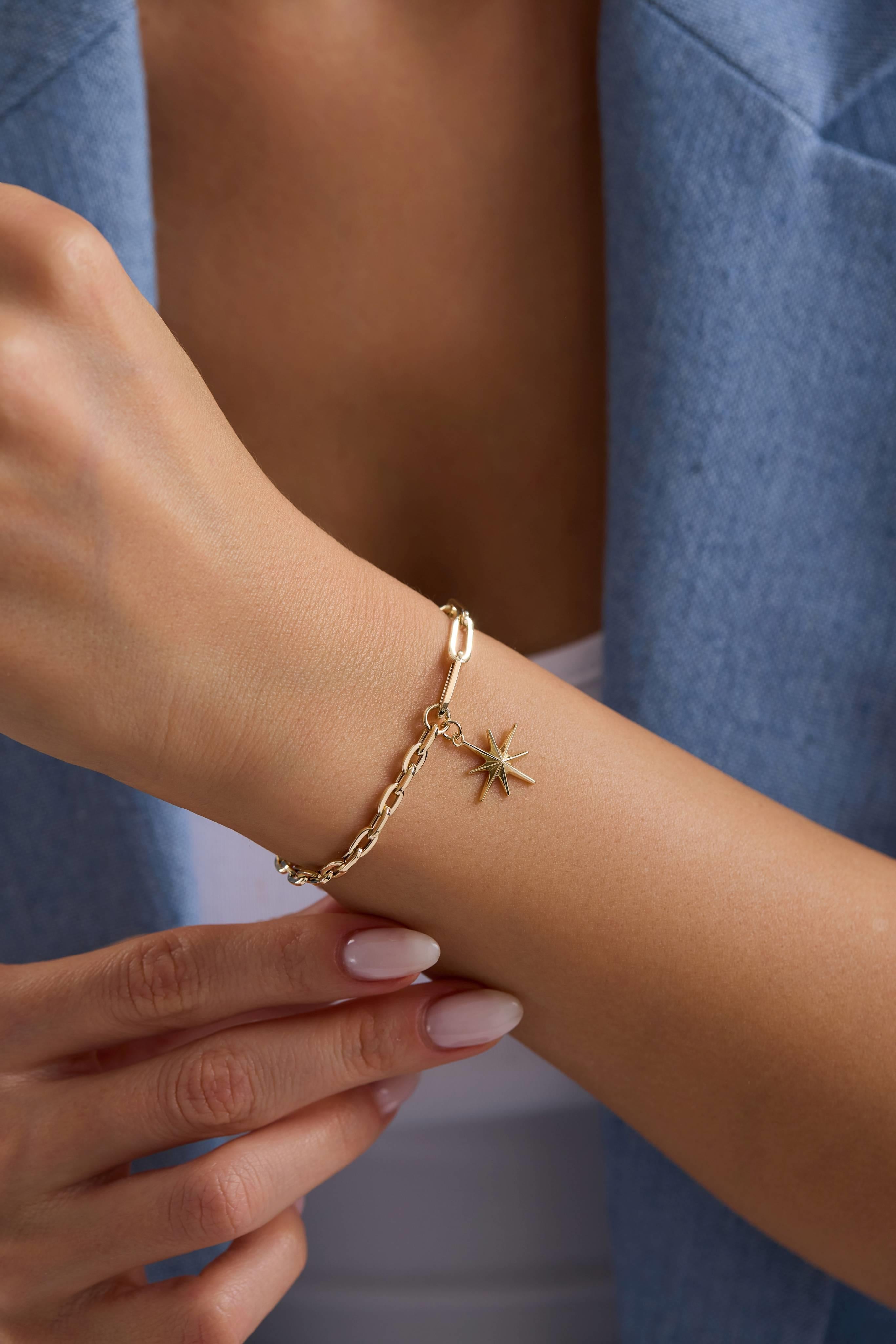 14 Ayar Kutup Yıldızı Ataç Altın Bileklik