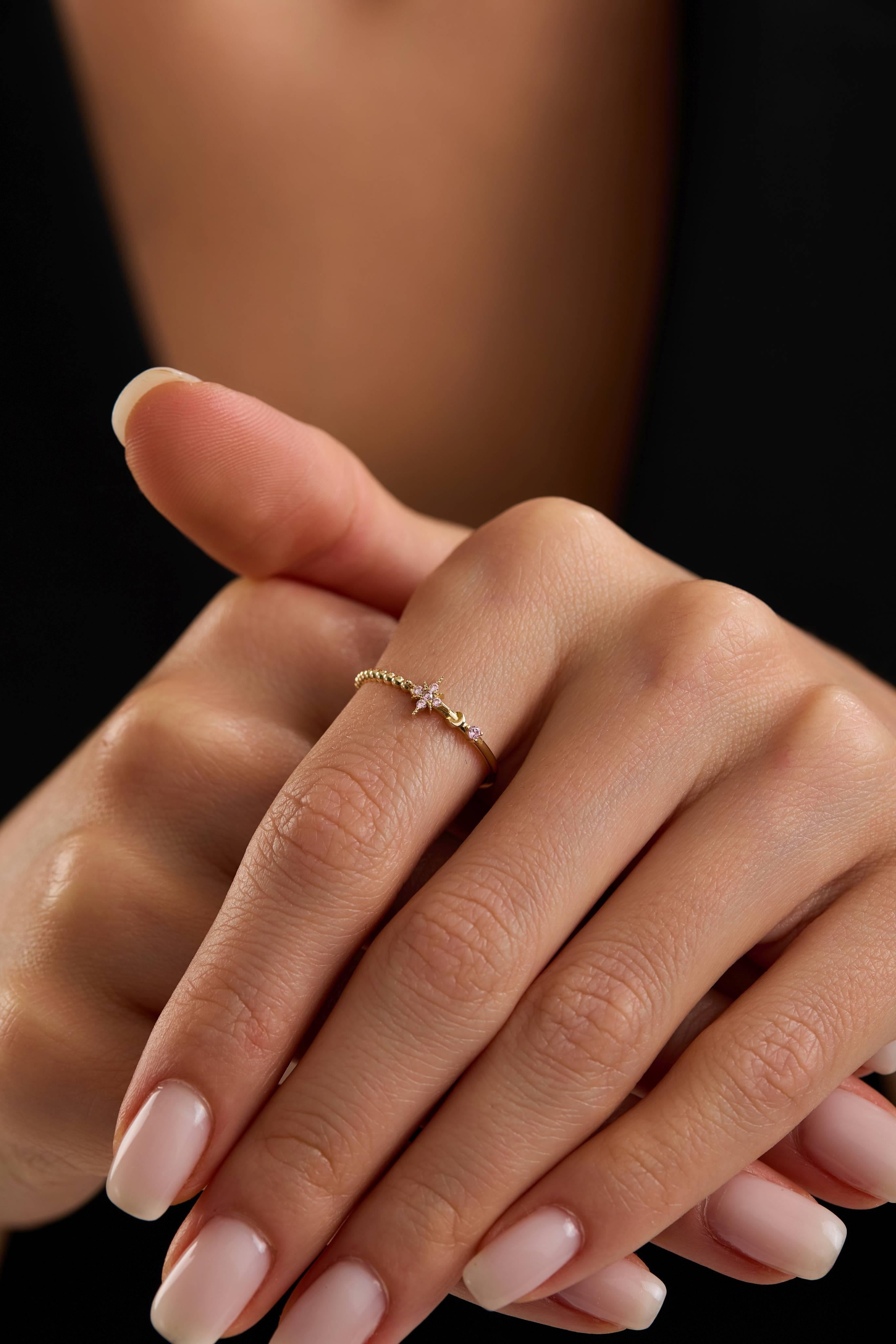 14 Ayar Kutup Yıldızı Motifli Altın Yüzük