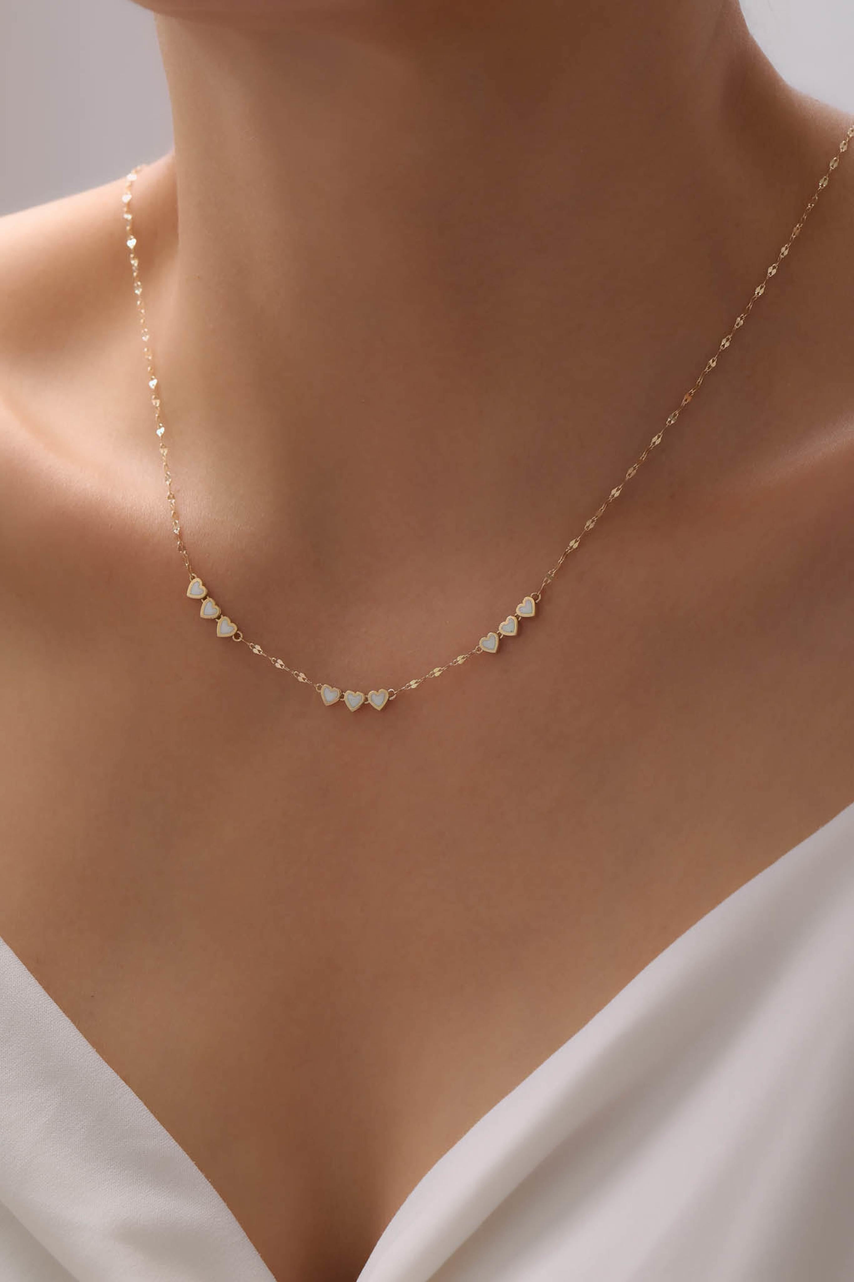 14 Ayar Lacivert Beyaz Altın Kolye