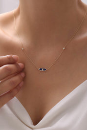 14 Ayar Lacivert Mineli Altın Kolye