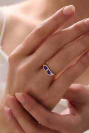 14 Ayar Lacivert Mineli Altın Yüzük