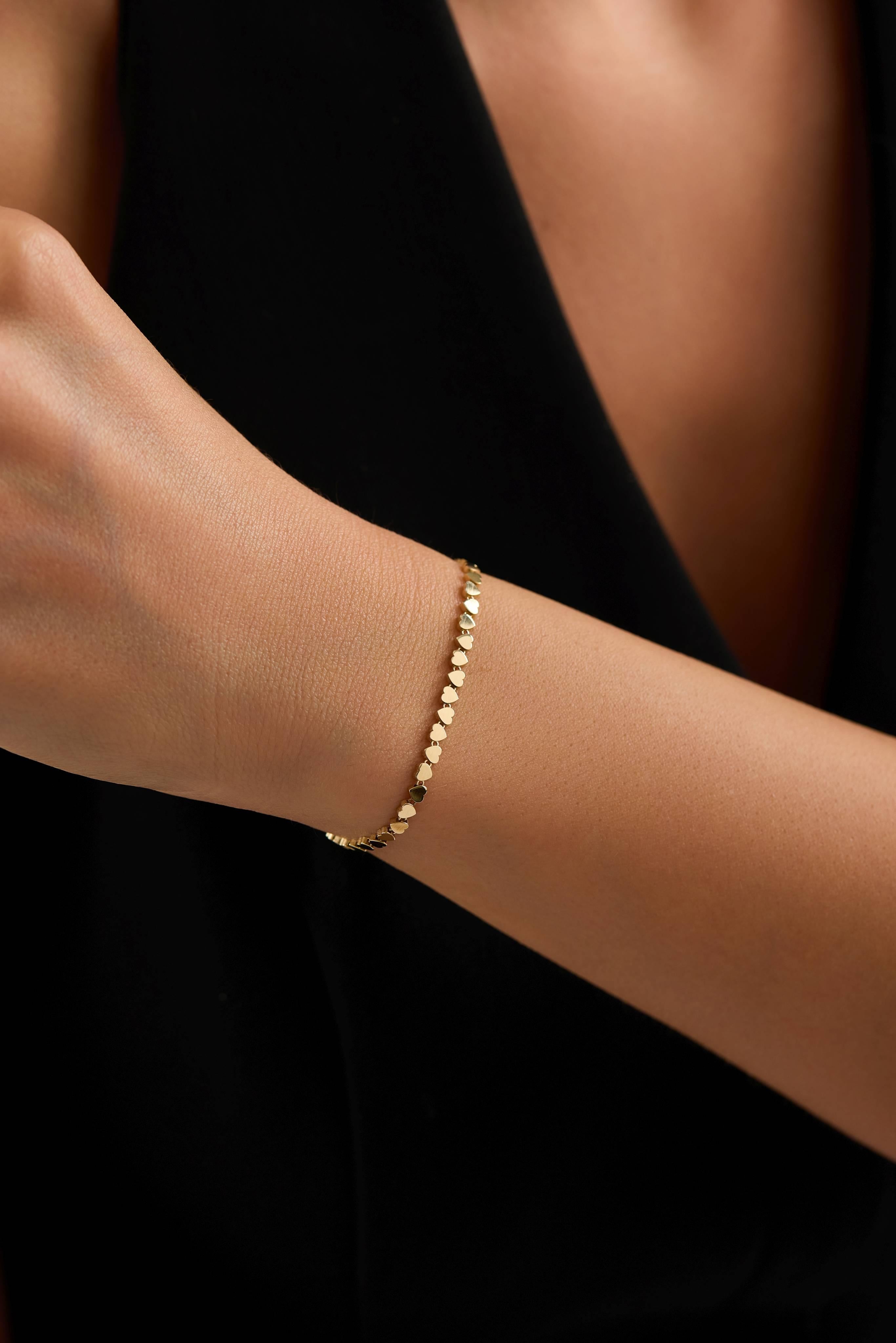 14 Ayar Mini Kalp Zincir Altın Bileklik