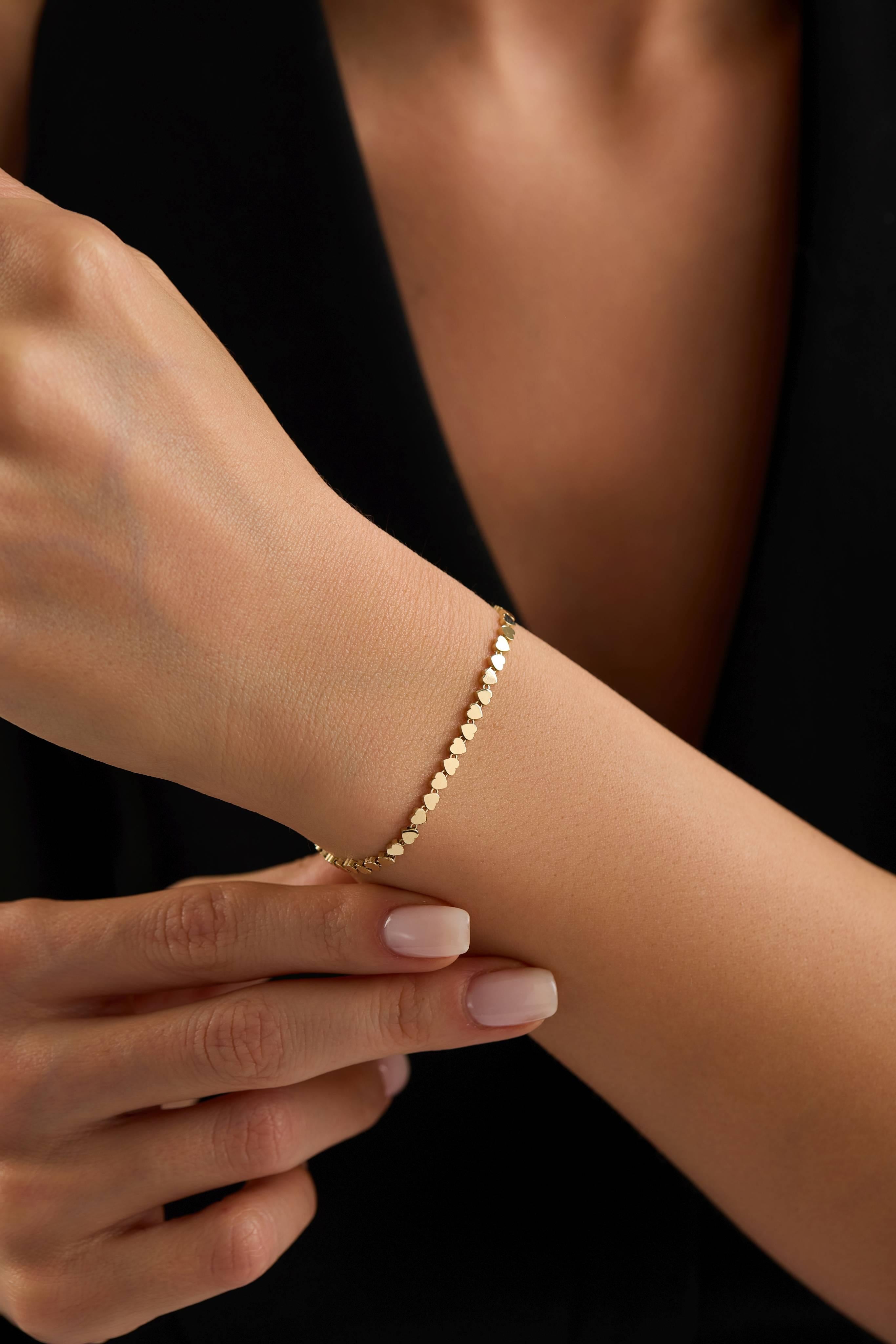 14 Ayar Mini Kalp Zincir Altın Bileklik