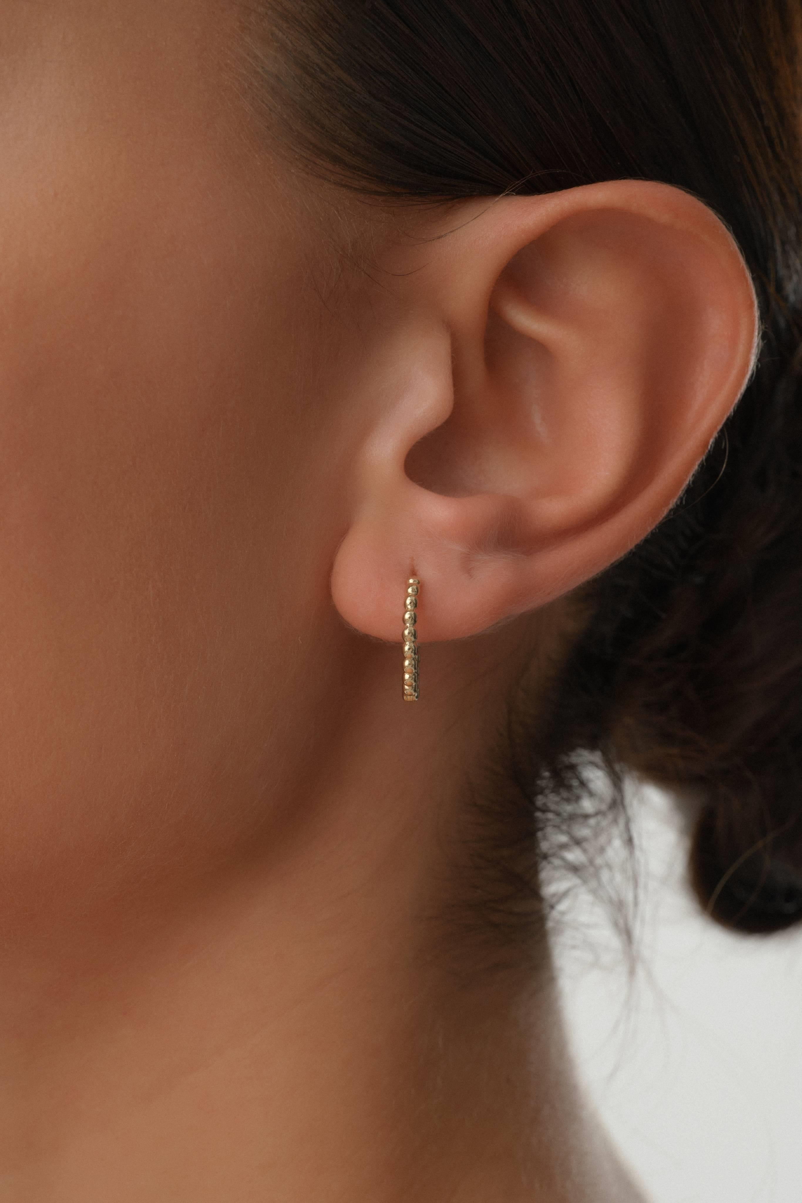 14 Ayar Mini Top Top Altın Halka Küpe