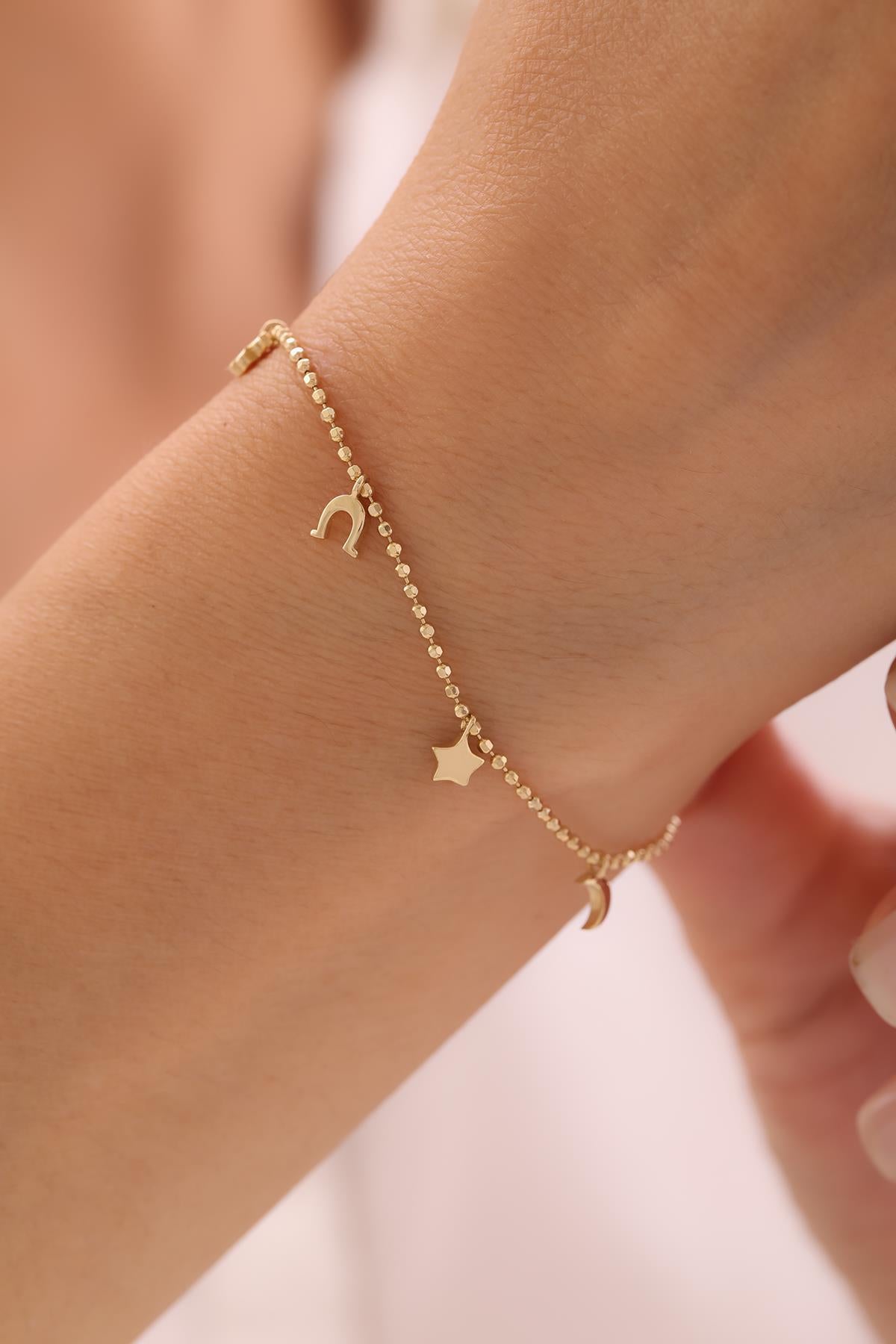 14 Ayar Minimal Charm Bileklik