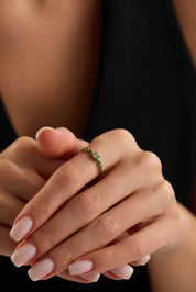 14 Ayar Minimal Çiçek Altın Yüzük (Renk Seçenekleriyle)