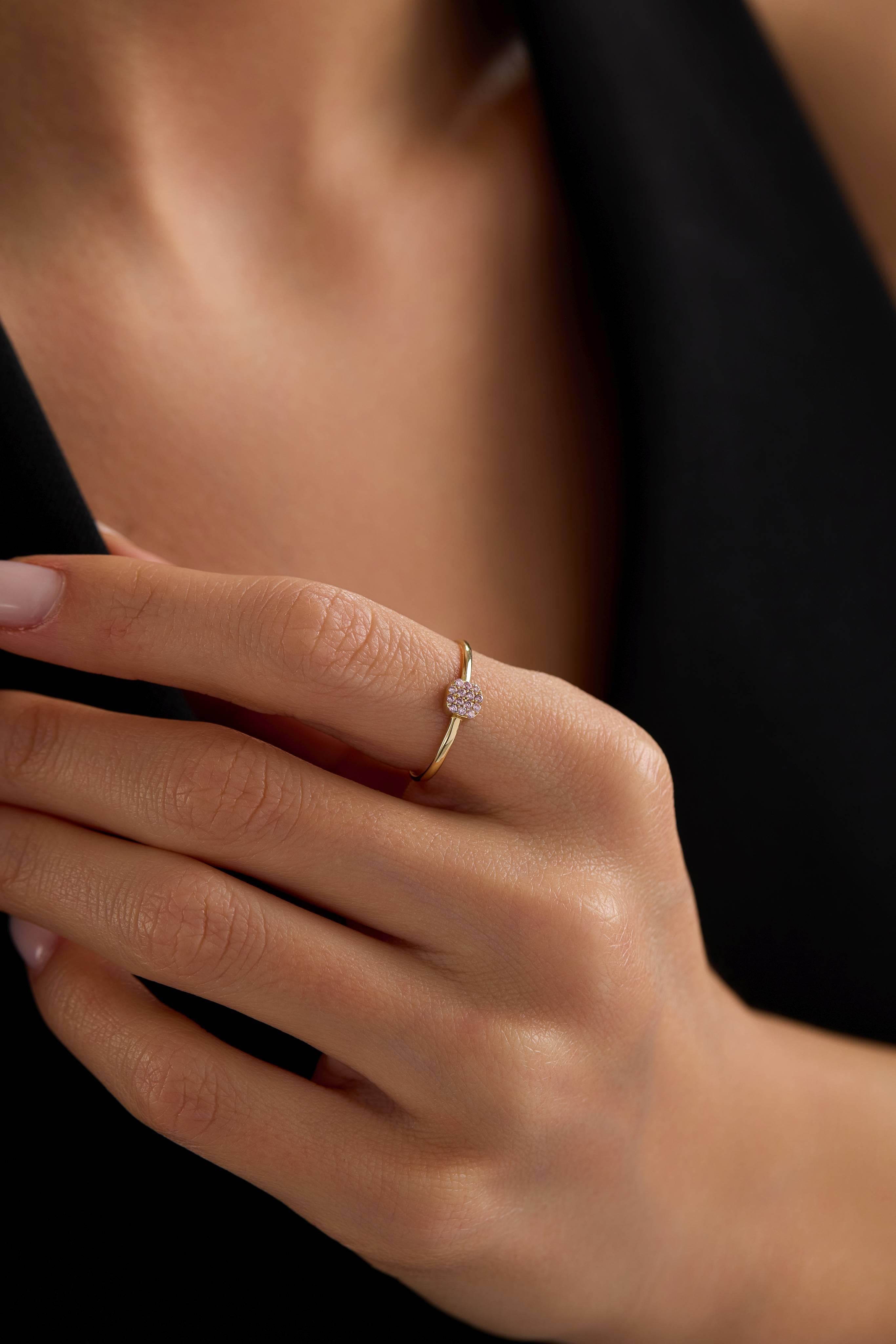 14 Ayar Minimal Taşlı Altın Yüzük (Renk Seçenekleriyle)