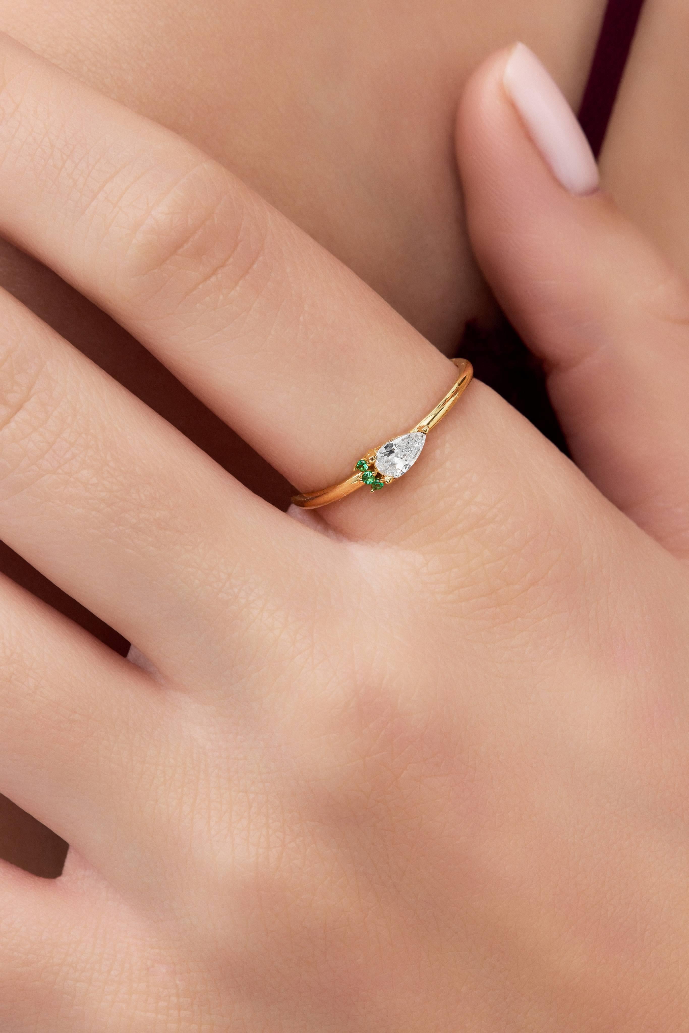 14 Ayar Minimal Taşlı Altın Yüzük (Renk Seçenekleriyle)