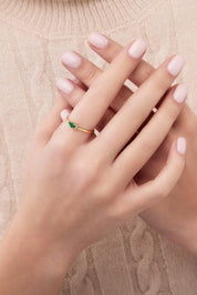 14 Ayar Minimal Taşlı Altın Yüzük (Renk Seçenekleriyle)