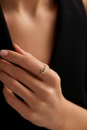 14 Ayar Nazar Firuzeli Altın Yüzük