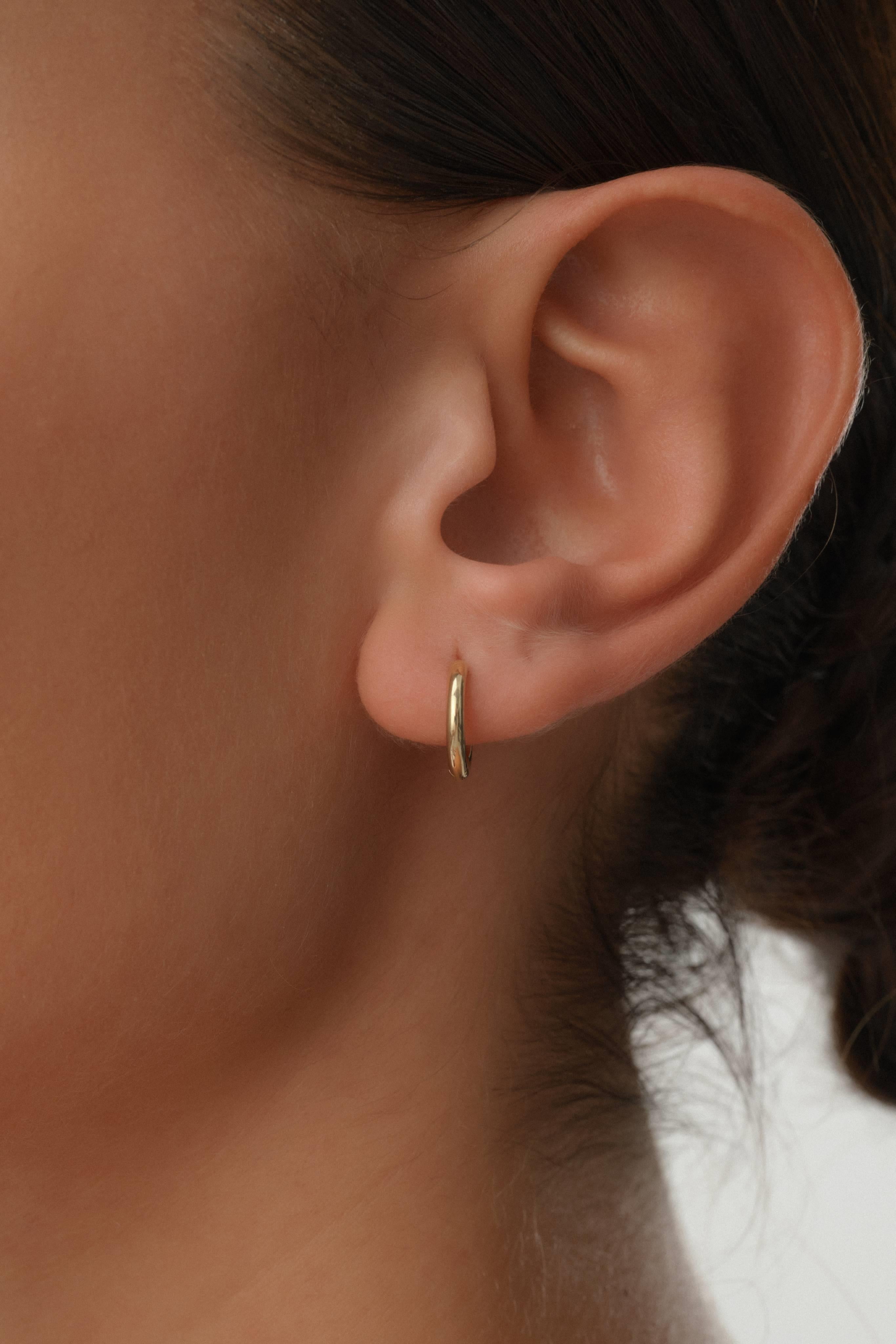 14 Ayar Oval Altın Halka Küpe