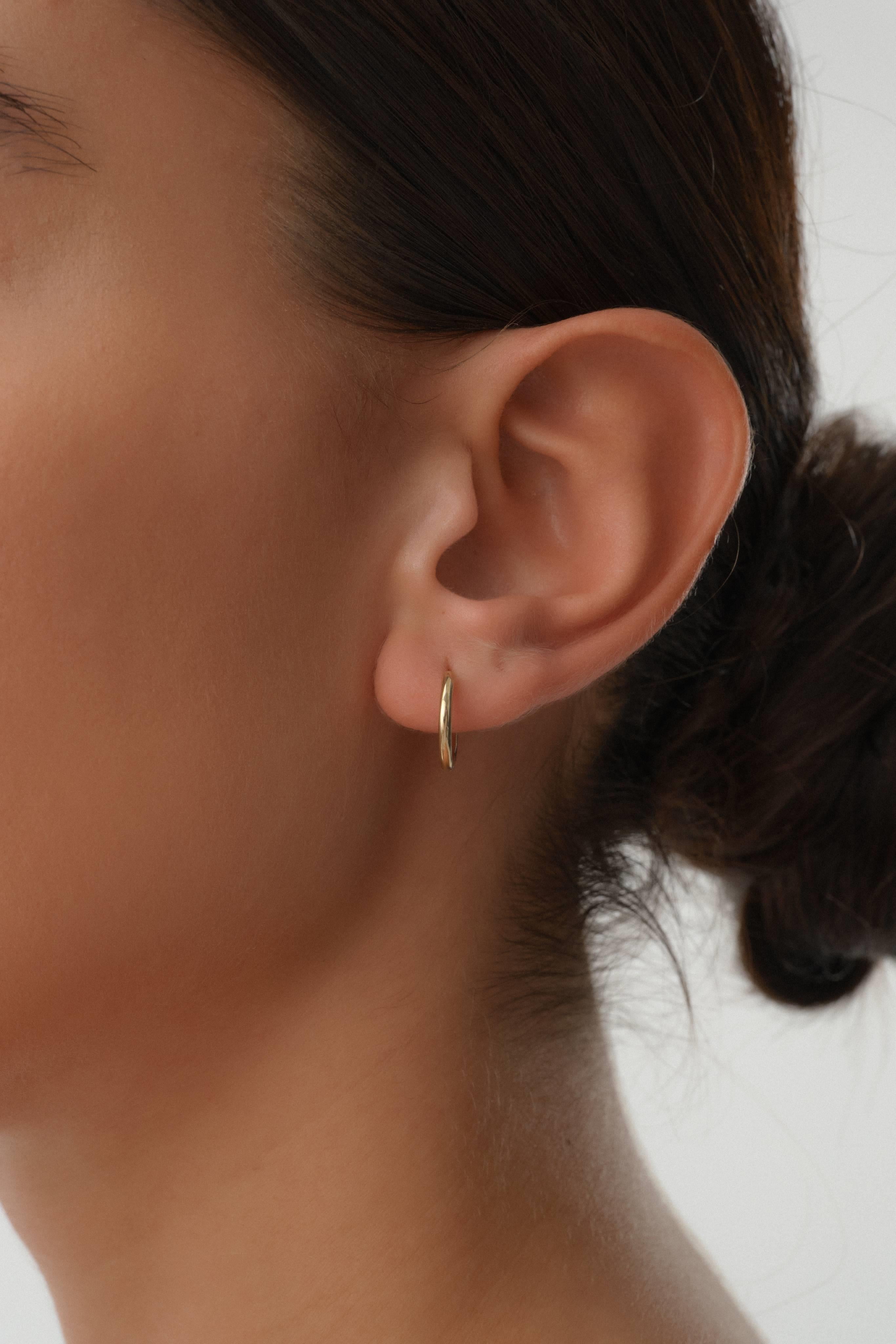 14 Ayar Oval Altın Halka Küpe