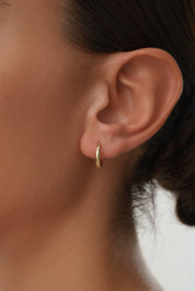 14 Ayar Oval Altın Halka Küpe