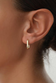 14 Ayar Oval Altın Halka Küpe