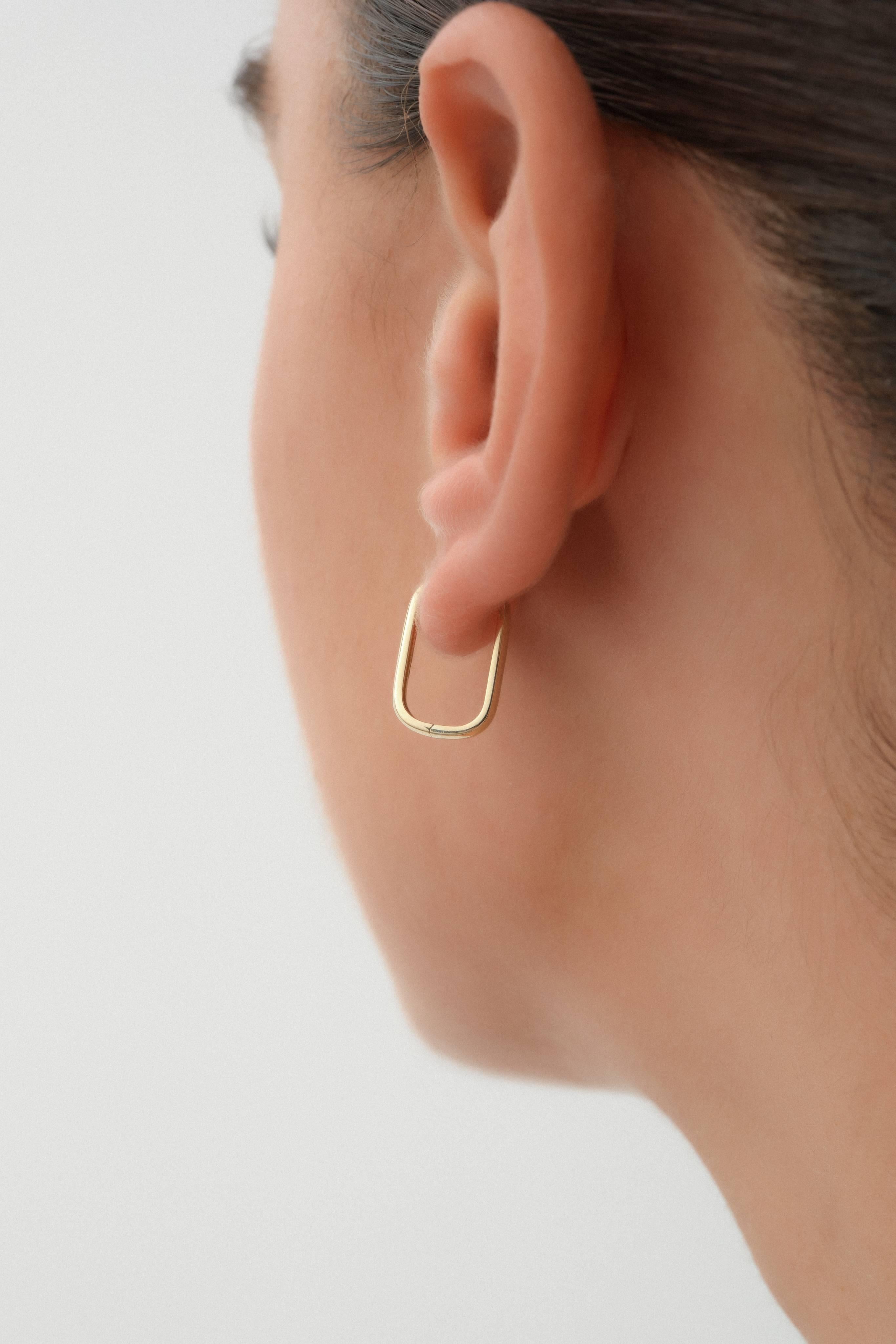 14 Ayar Oval Altın Halka Küpe