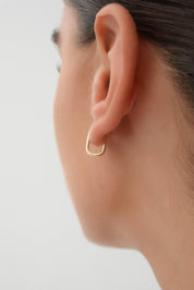 14 Ayar Oval Altın Halka Küpe