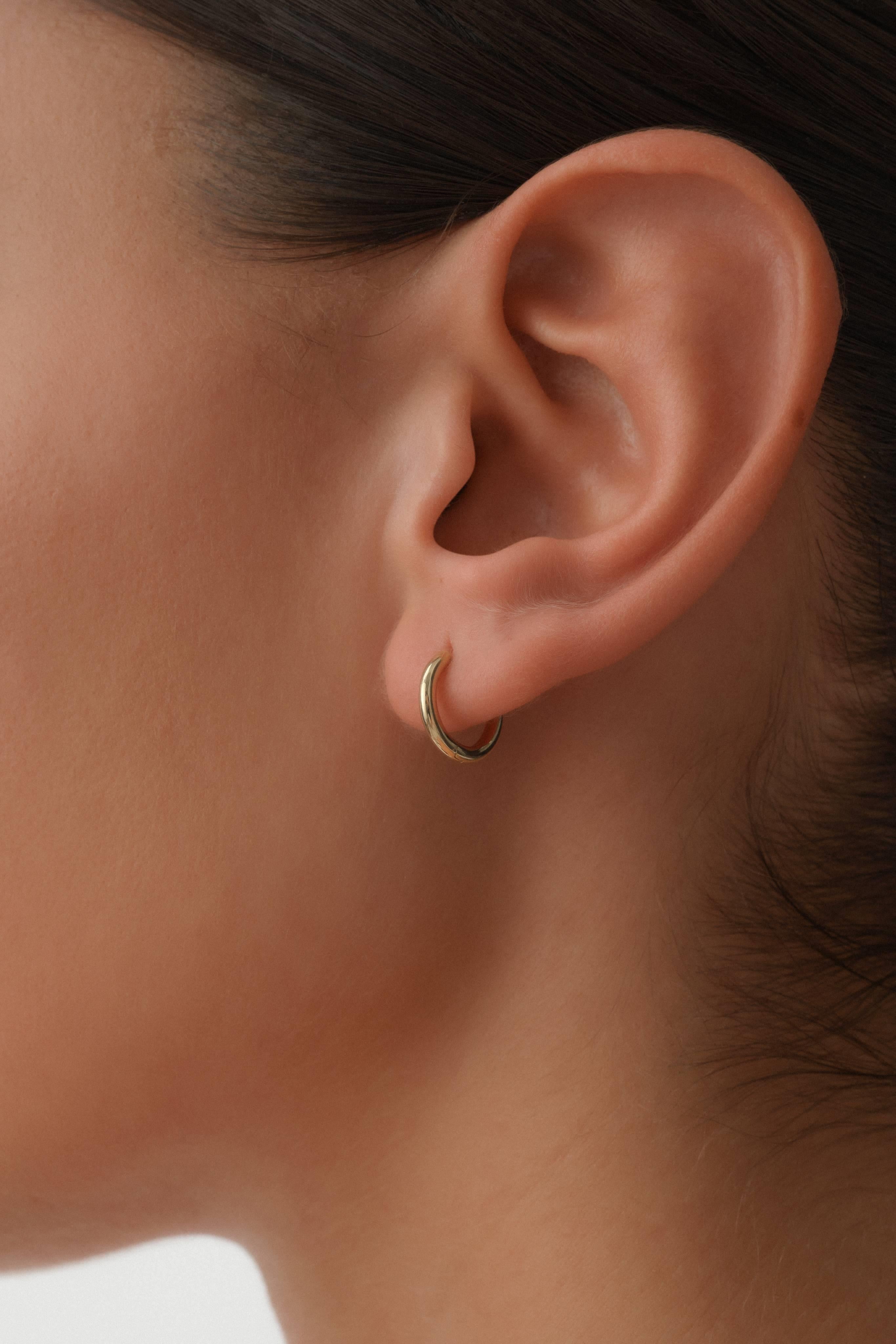 14 Ayar Oval Altın Halka Küpe