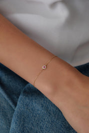 14 Ayar Pembe Taşlı Altın Bileklik