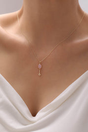 14 Ayar Pembe Taşlı Altın Kolye