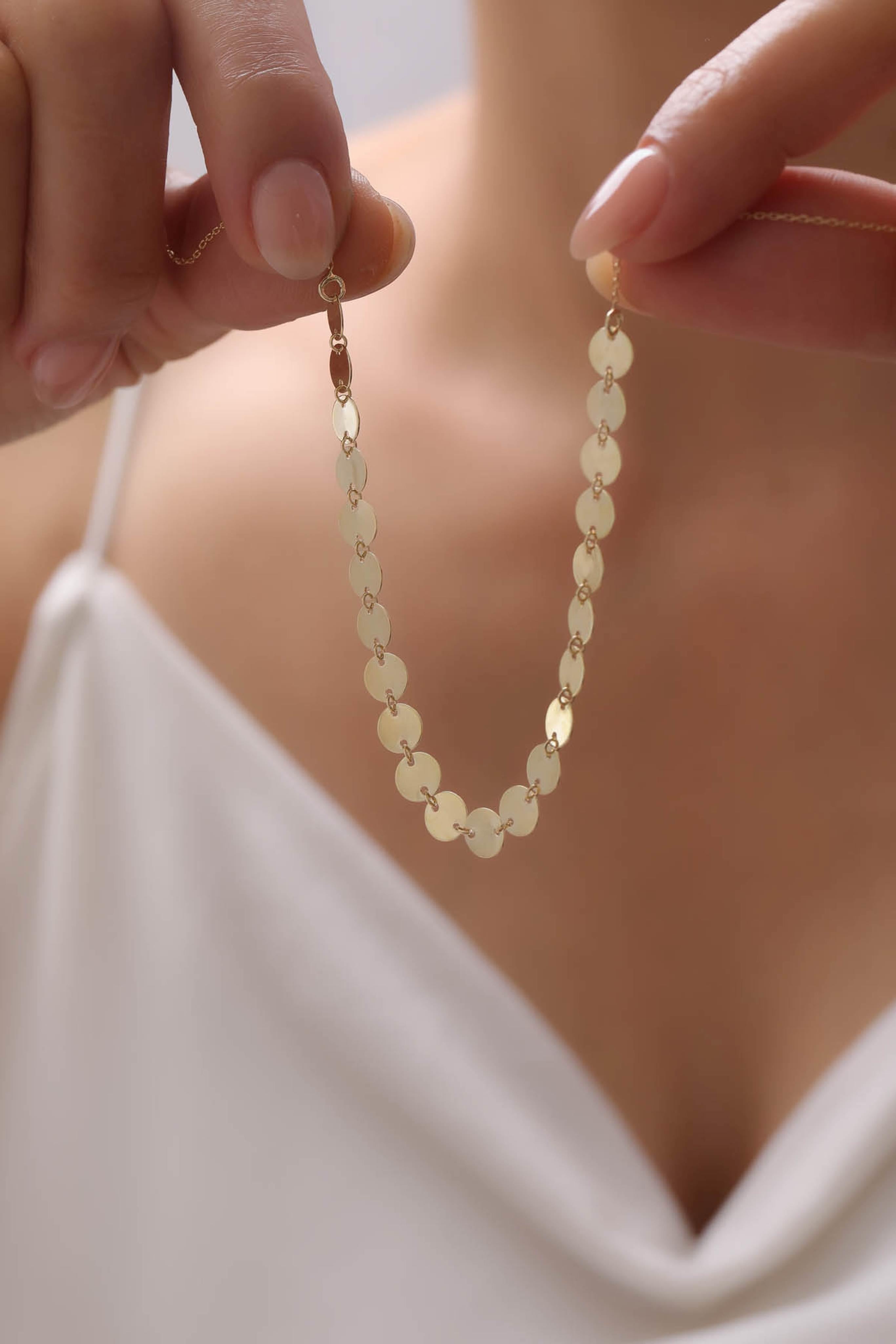 14 Ayar Pullu Altın Kolye