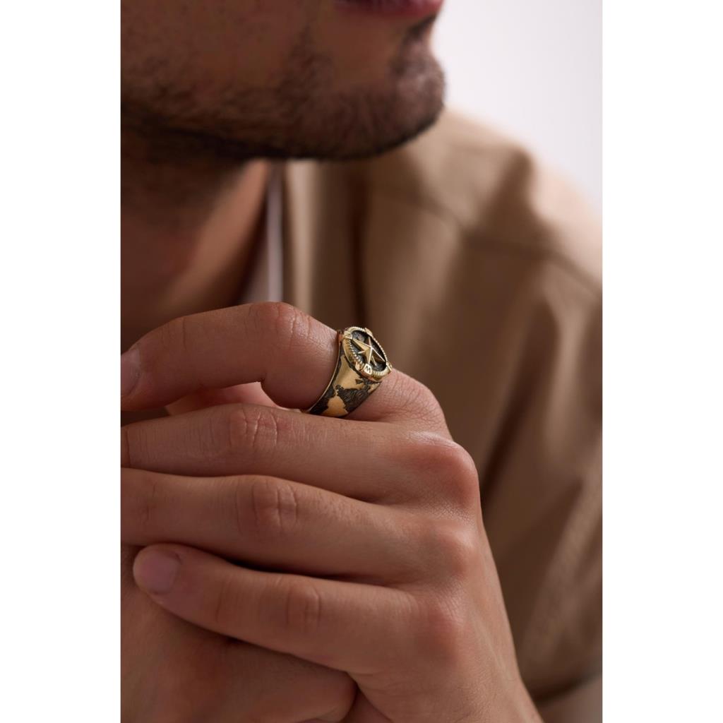 14 Ayar Pusula Erkek Altın Yüzük